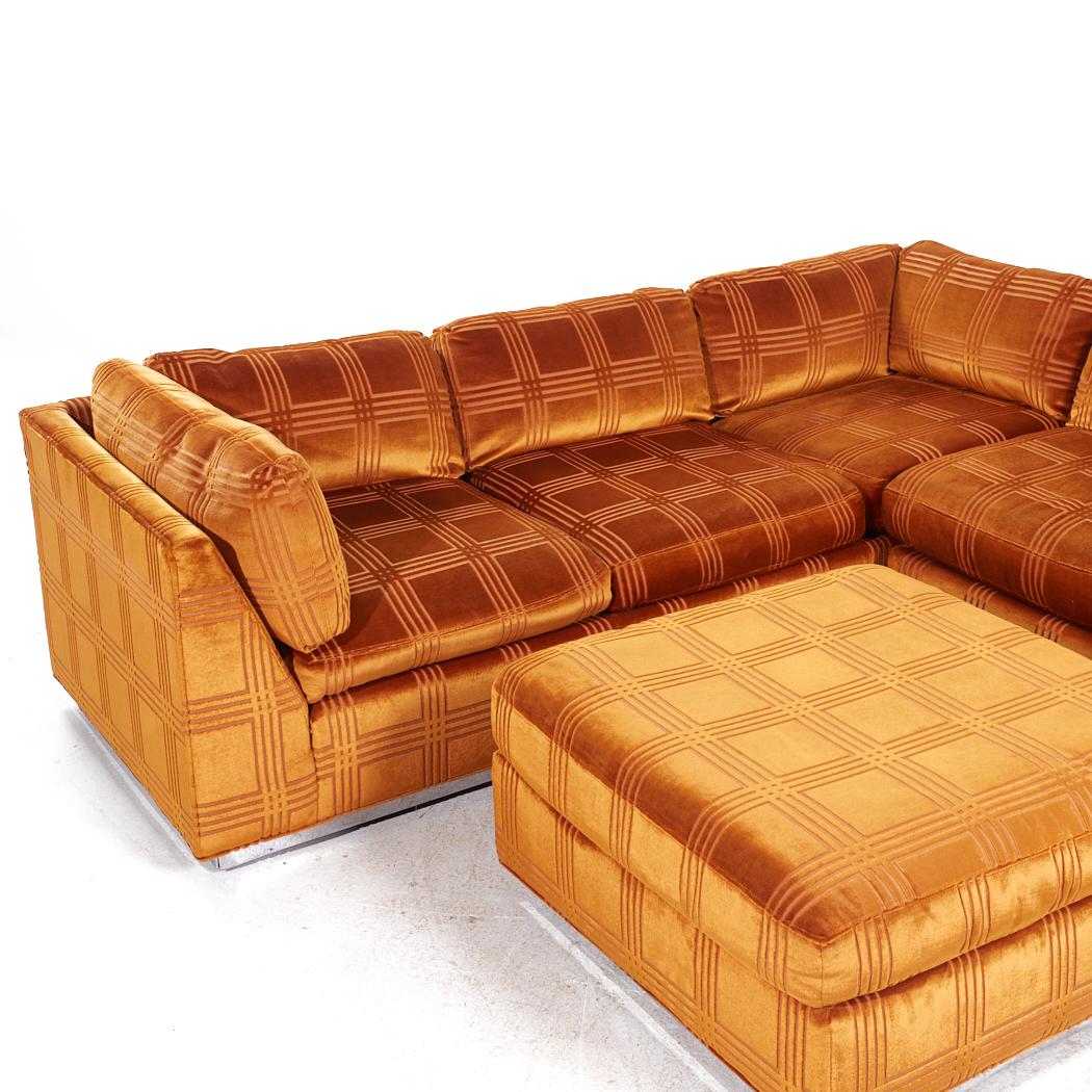 American Bernhardt Flair Mid Century Chrome Base Sectional Sofa