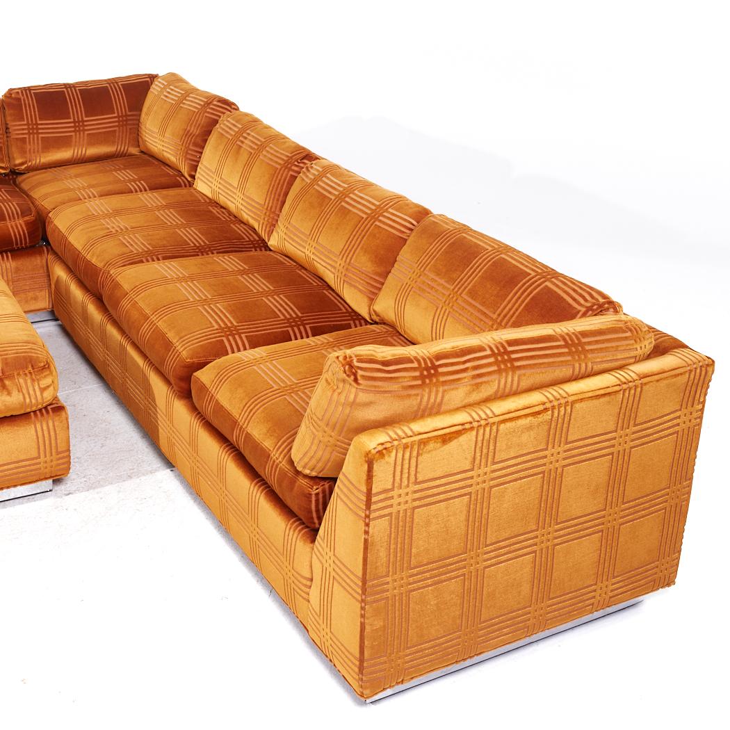 Bernhardt Flair Mid Century Chrome Base Sectional Sofa In Good Condition In Countryside, IL
