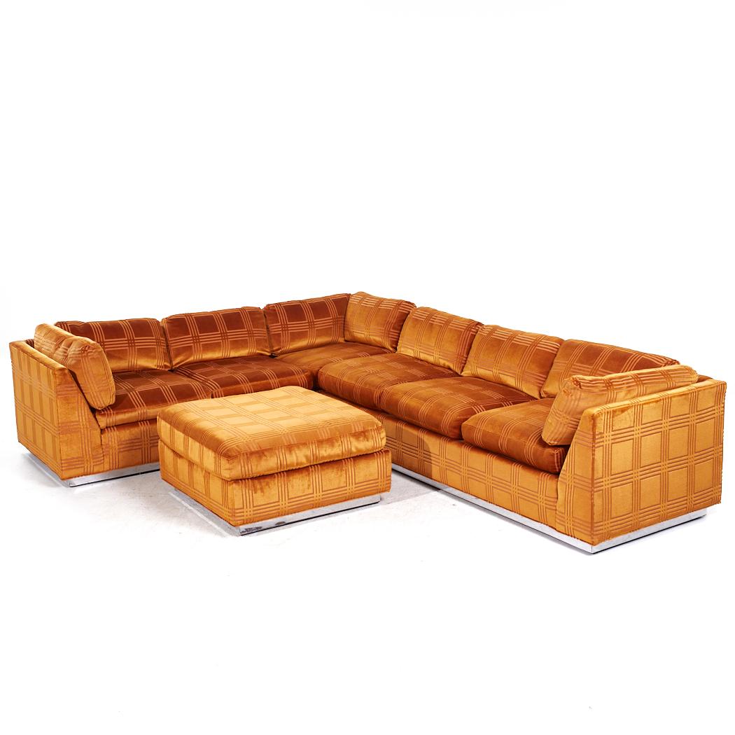 Late 20th Century Bernhardt Flair Mid Century Chrome Base Sectional Sofa