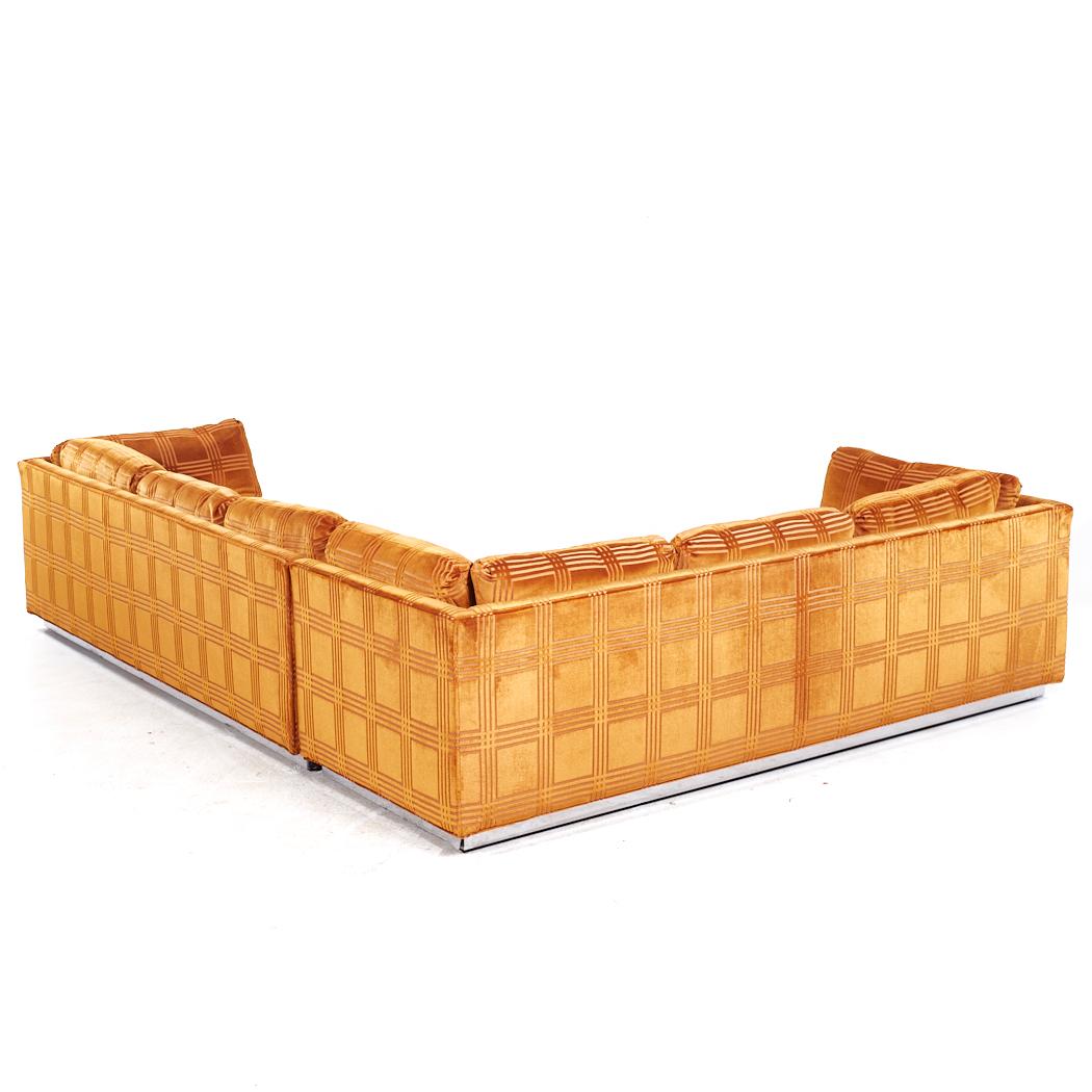 Bernhardt Flair Mid Century Chrome Base Sectional Sofa 1