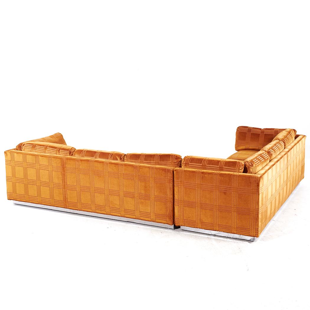Bernhardt Flair Mid Century Chrome Base Sectional Sofa 2
