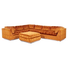 Used Bernhardt Flair Mid Century Chrome Base Sectional Sofa