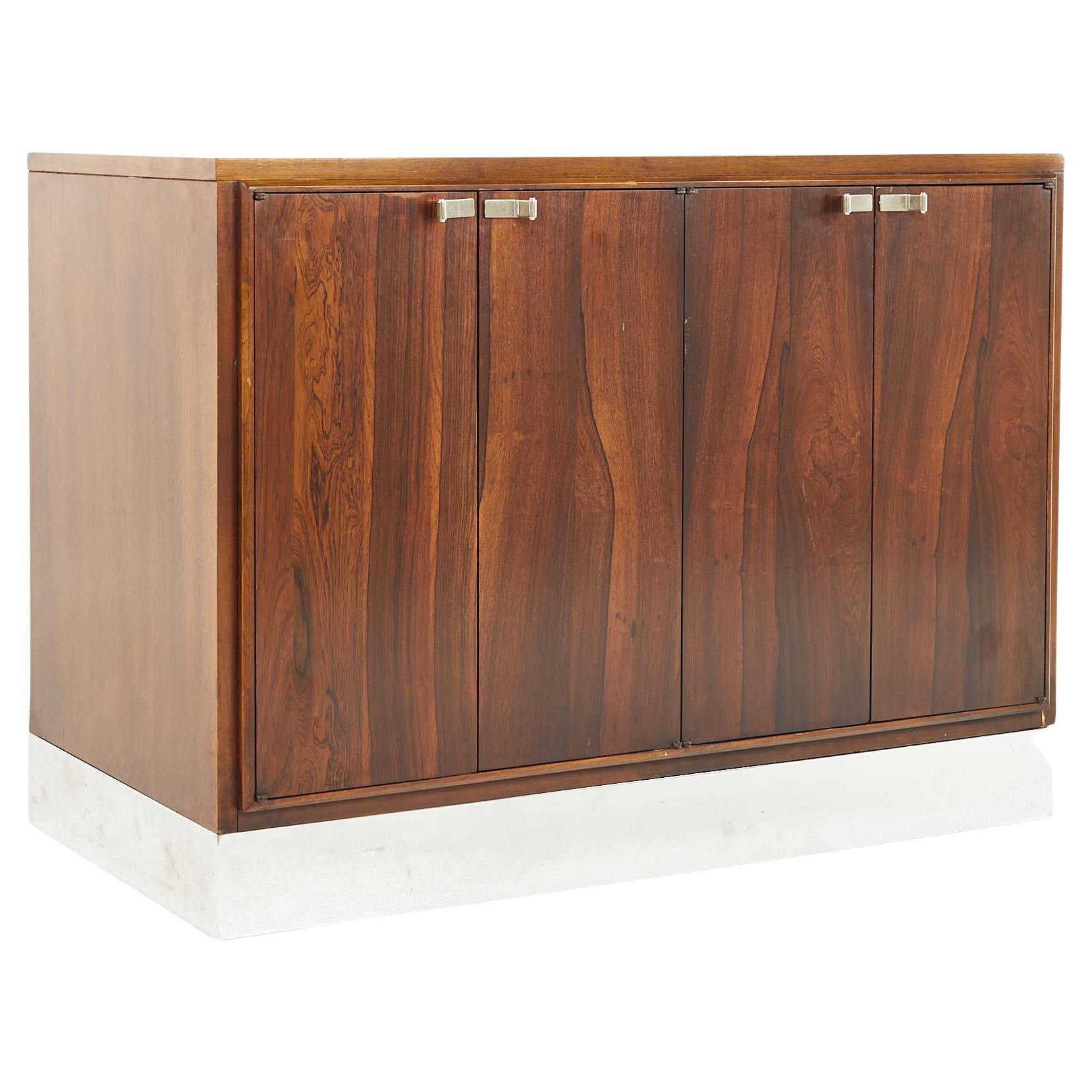 SOLD 03/25/24Bernhardt Flair Style MCM Rosewood Walnut and Chrome 2 Door Cabinet