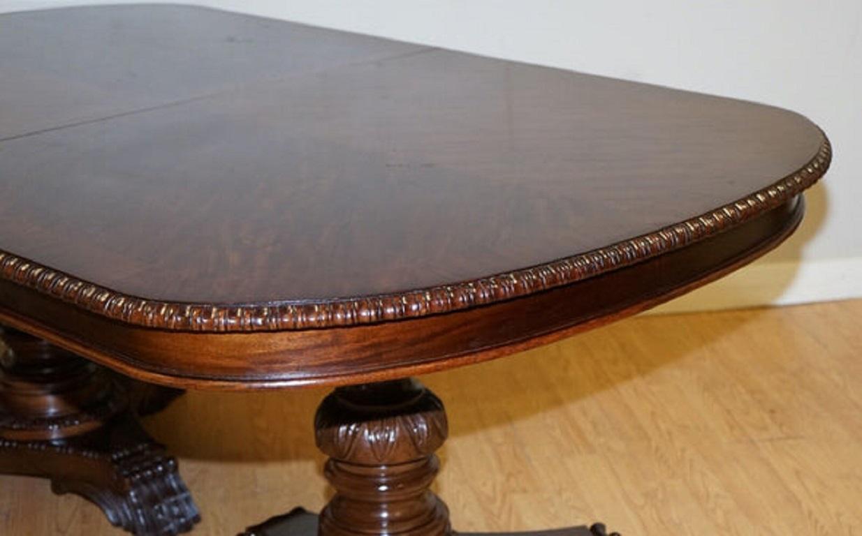Bernhardt Flamed Hardwood Carved Hairy Paw Feet Extendable Dining Table 3