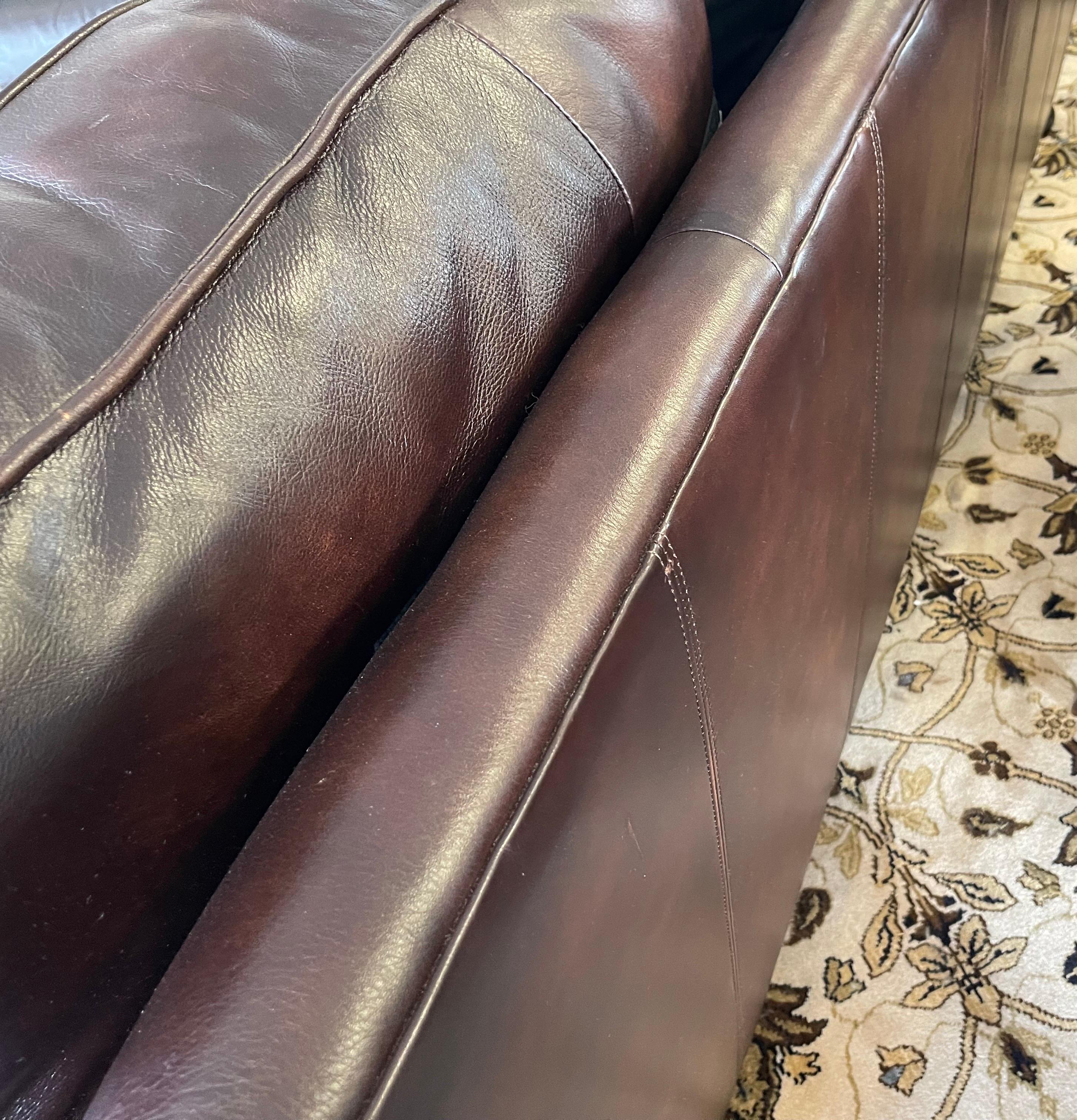 Bernhardt Furniture Brown Leather Nailhead Sofa 7