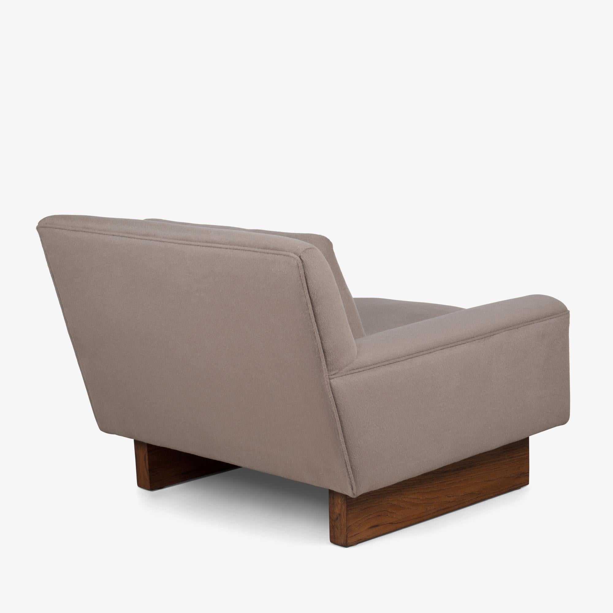 Fabric Bernhardt Furniture Club Lounge Chairs in Alpaca & Walnut Bases by Flair, Pair For Sale