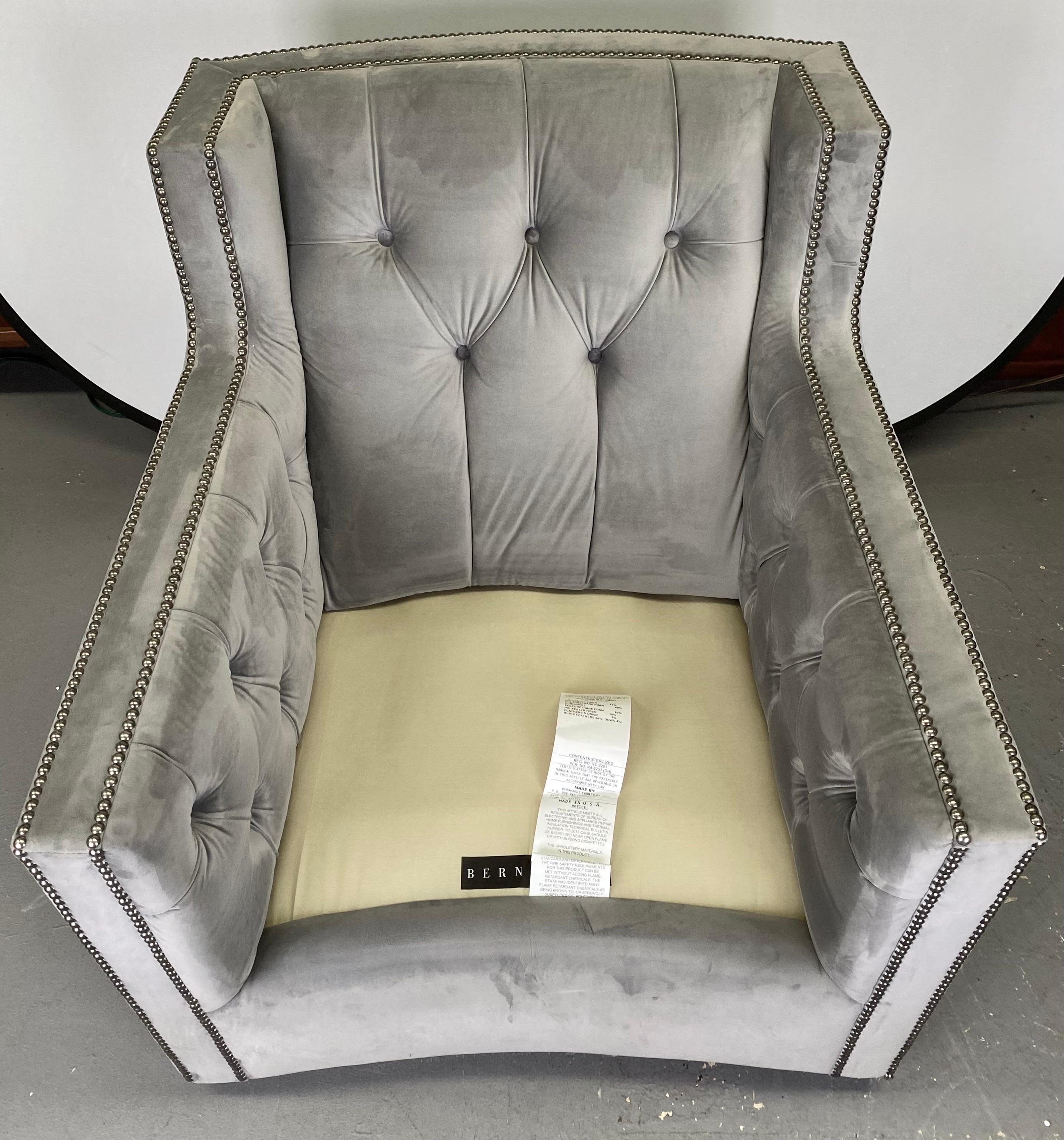 Bernhardt Furniture Mid-Century Modern Style Gray Suede Club or Lounge Chair  10