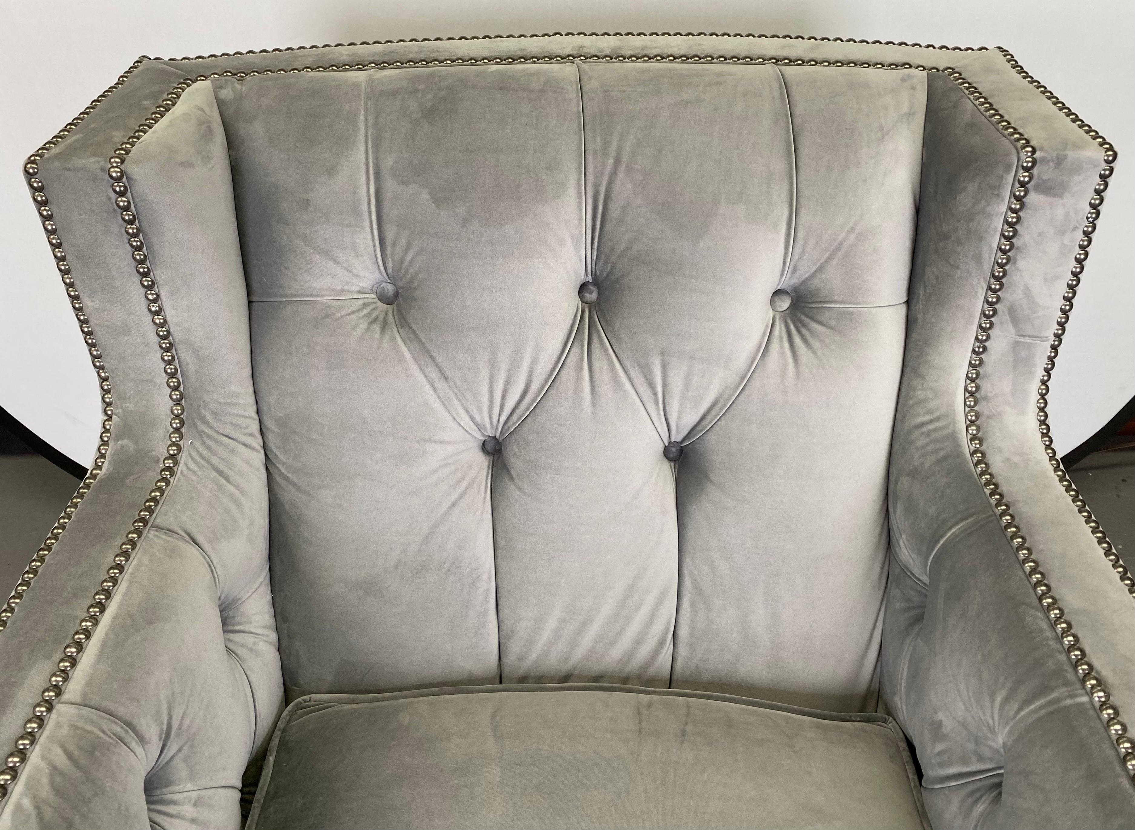 Bernhardt Furniture Mid-Century Modern Style Gray Suede Club or Lounge Chair  1