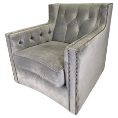 Used Bernhardt Furniture Mid-Century Modern Style Gray Suede Club or Lounge Chair 