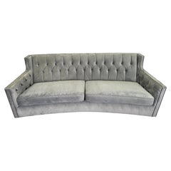 Used Bernhardt Furniture Mid-Century Modern Style Gray Suede Sofa with Studded Frame