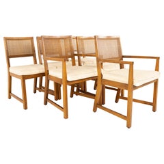 Vintage Bernhardt Furniture Mid Century Walnut and Cane Dining Chairs, Set of 6