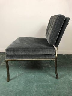 Bernhardt Grey Velvet Lounge Chair with Metal Branch Frame