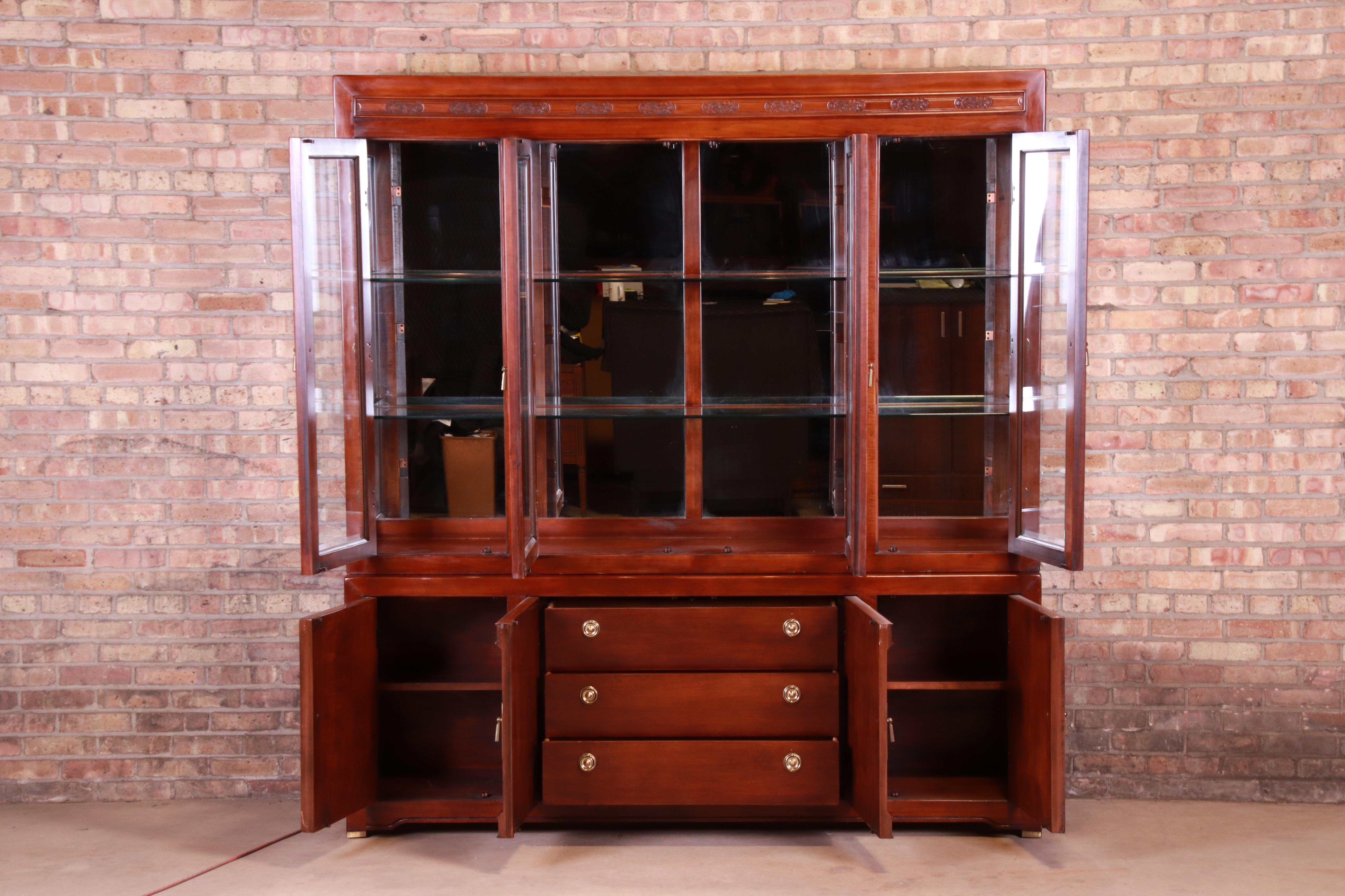Bernhardt Hollywood Regency Chinoiserie Breakfront Bookcase or Bar Cabinet 2
