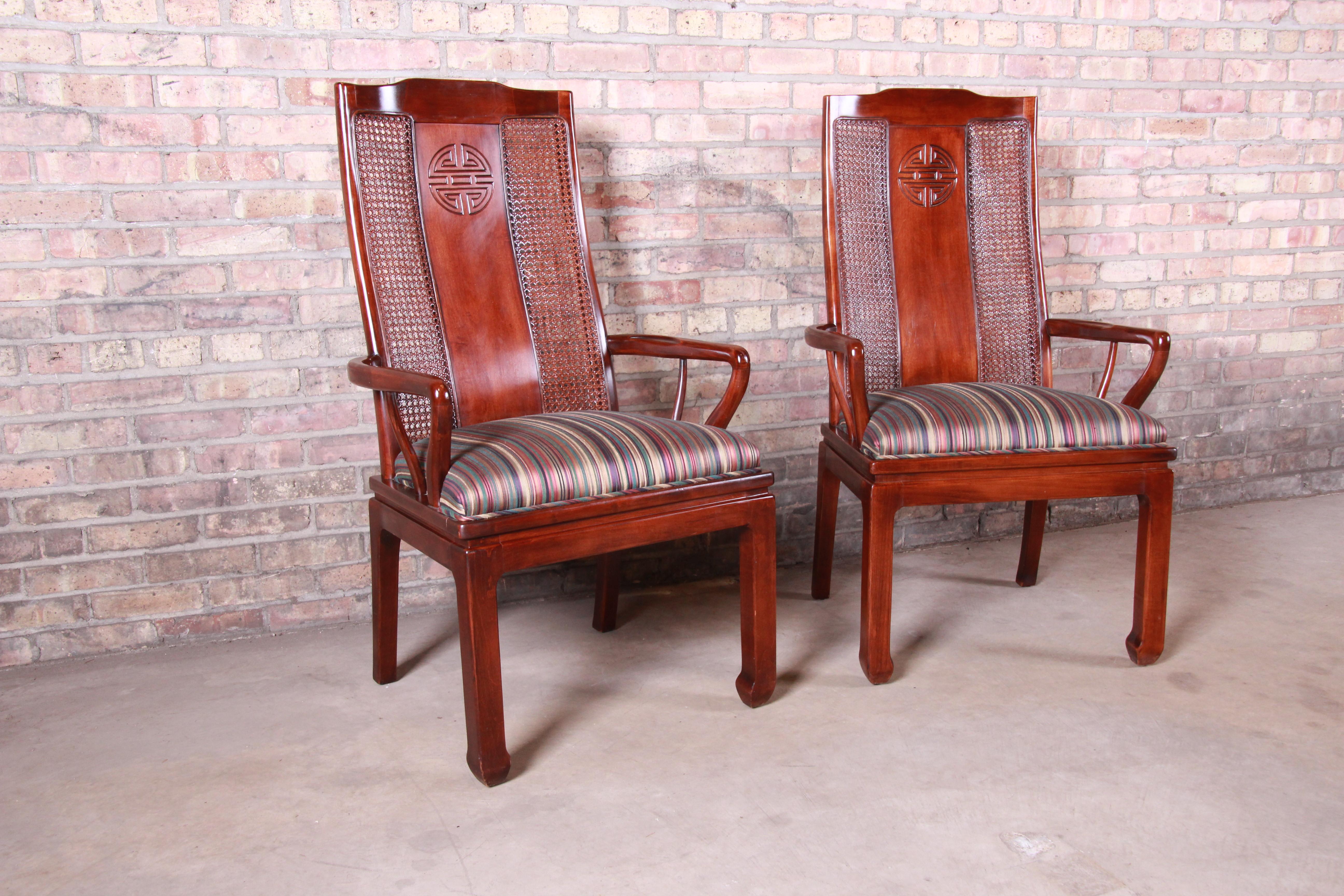 Bernhardt Mahogany and Cane Chinoiserie Dining Chairs, Set of Eight 6