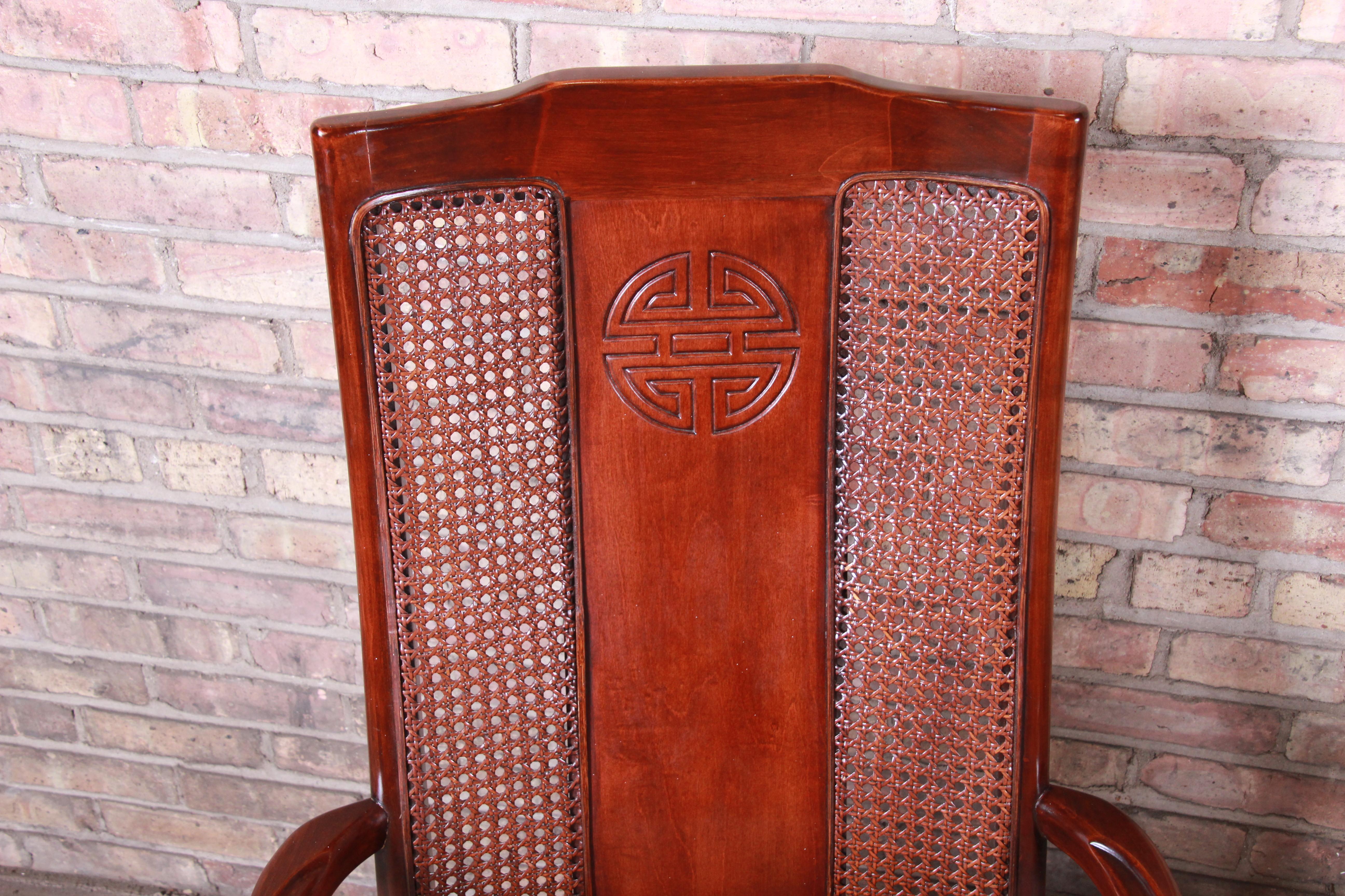 Bernhardt Mahogany and Cane Chinoiserie Dining Chairs, Set of Eight 11