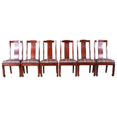 Bernhardt Mahogany Chinoiserie Dining Chairs, Set of Six