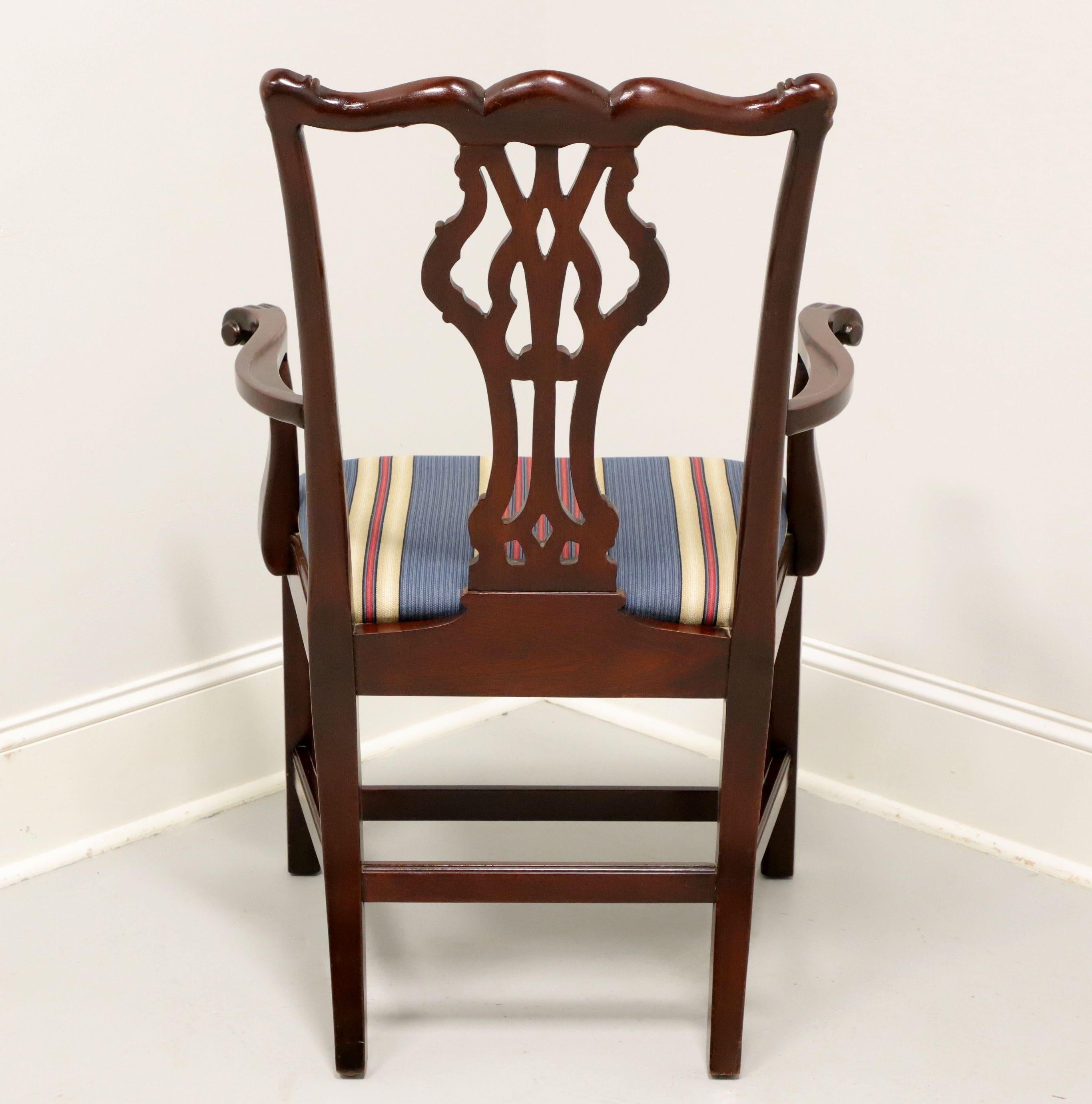 BERNHARDT Mahogany Chippendale Straight Leg Armchair In Good Condition In Charlotte, NC