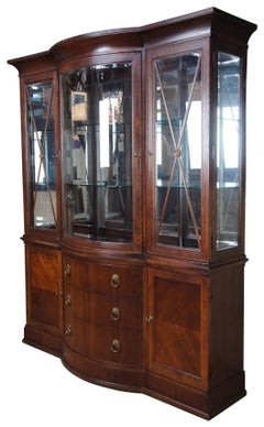 Bernhardt Mahogany Neoclassical Bowfront Illuminated China Curio Cabinet