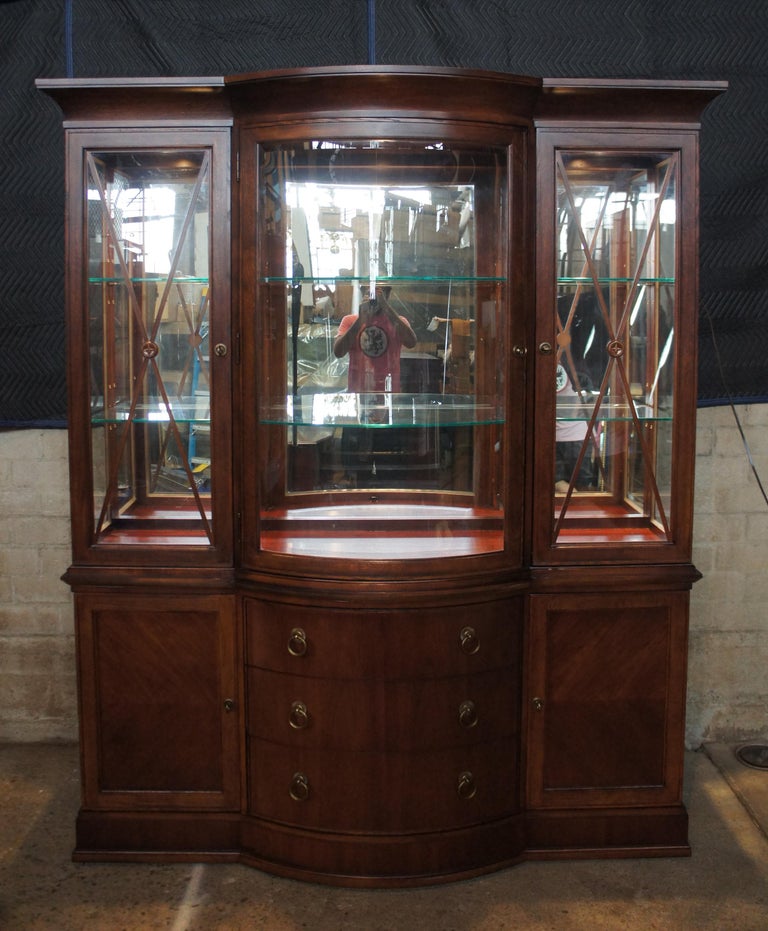 Bernhardt Mahogany Neoclassical Bowfront Illuminated China Curio