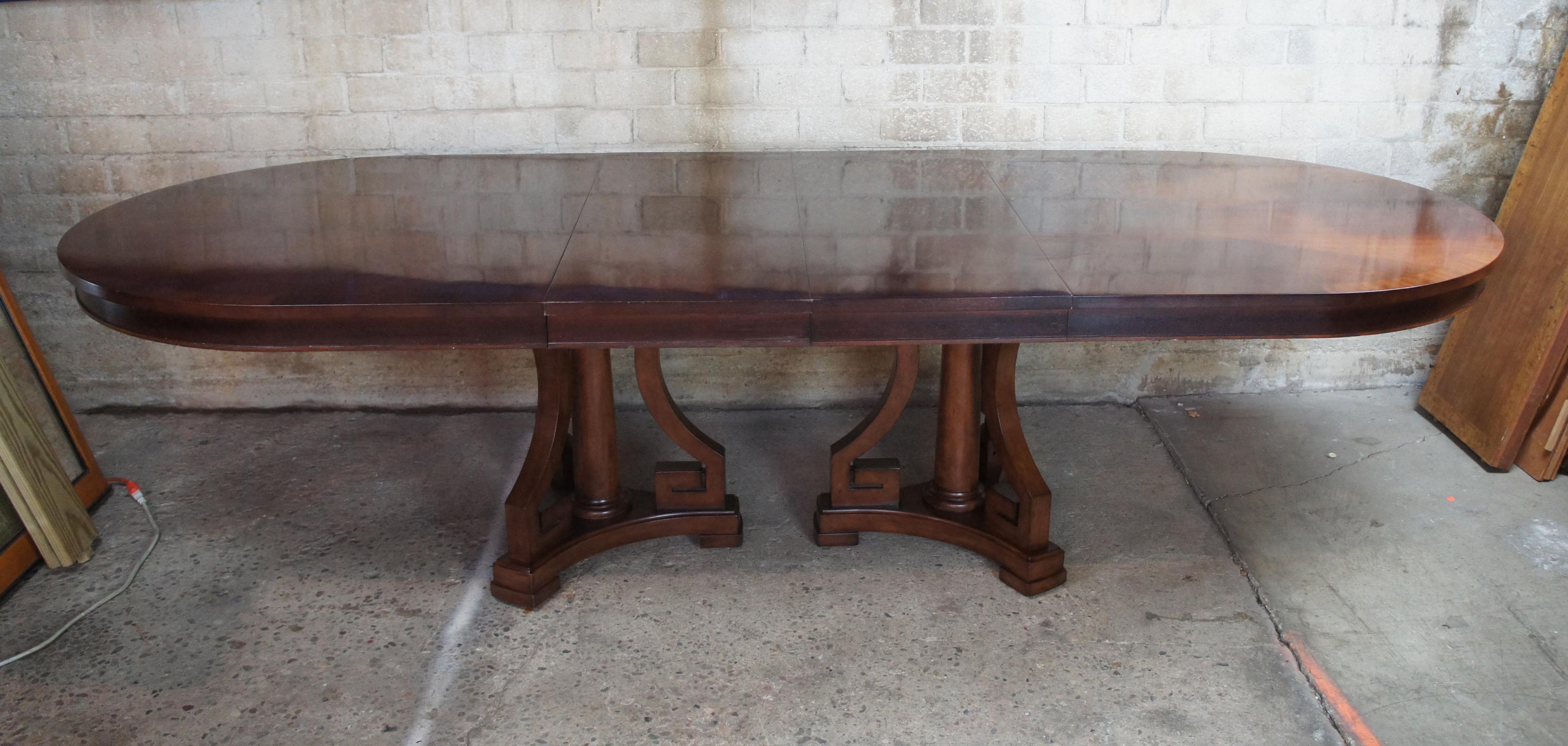 Bernhardt Mahogany Oval Extendable Dining Table Greek Key Art Deco Style In Good Condition In Dayton, OH