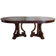 Vintage Bernhardt Mahogany Oval Extendable Dining Table Greek Key Art Deco Style