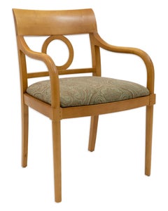 Bernhardt Maple Wood Armchair with Paisley Upholstered Seat