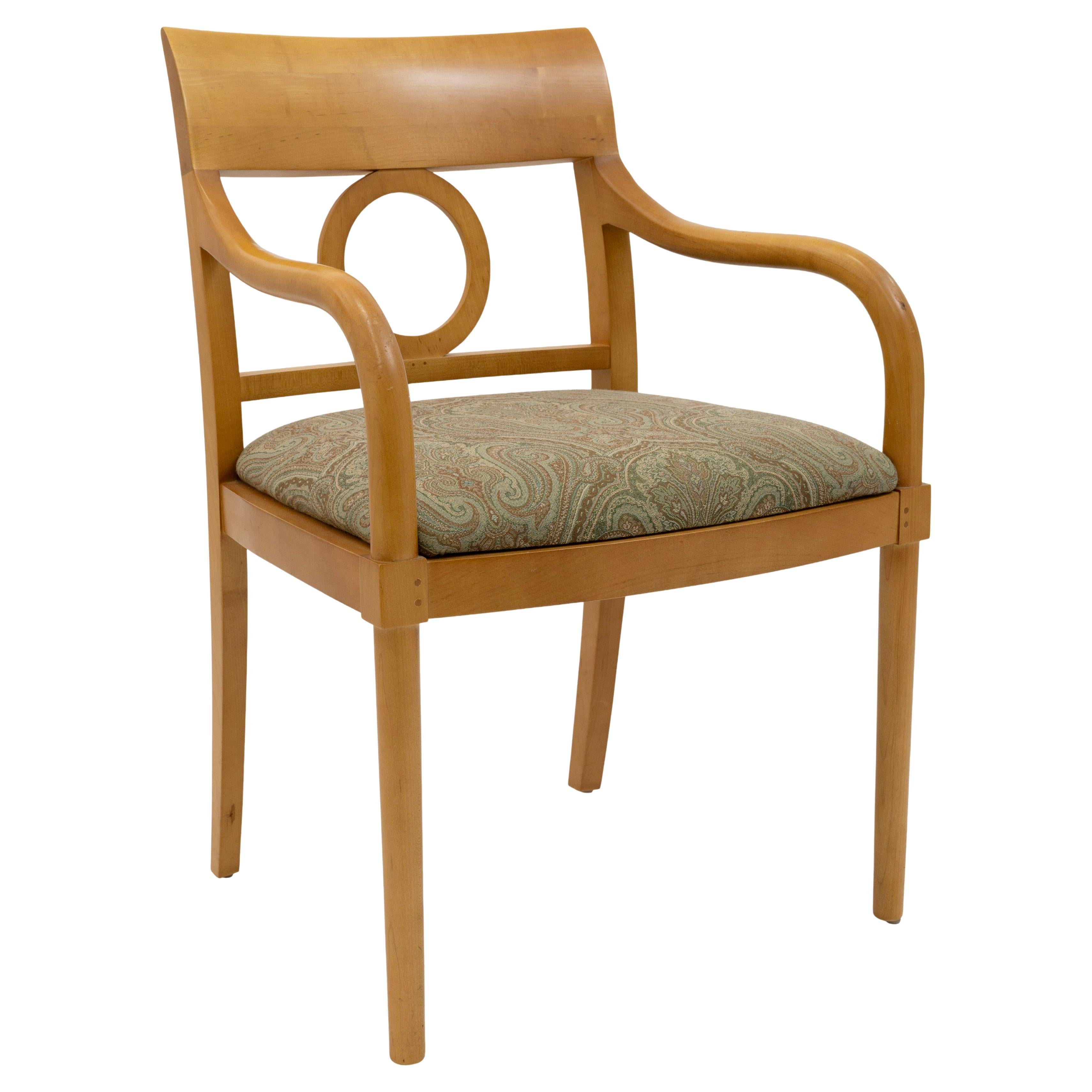 Bernhardt Maple Wood Armchair with Paisley Upholstered Seat in vendita