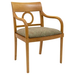 Bernhardt Maple Wood Armchair with Paisley Upholstered Seat