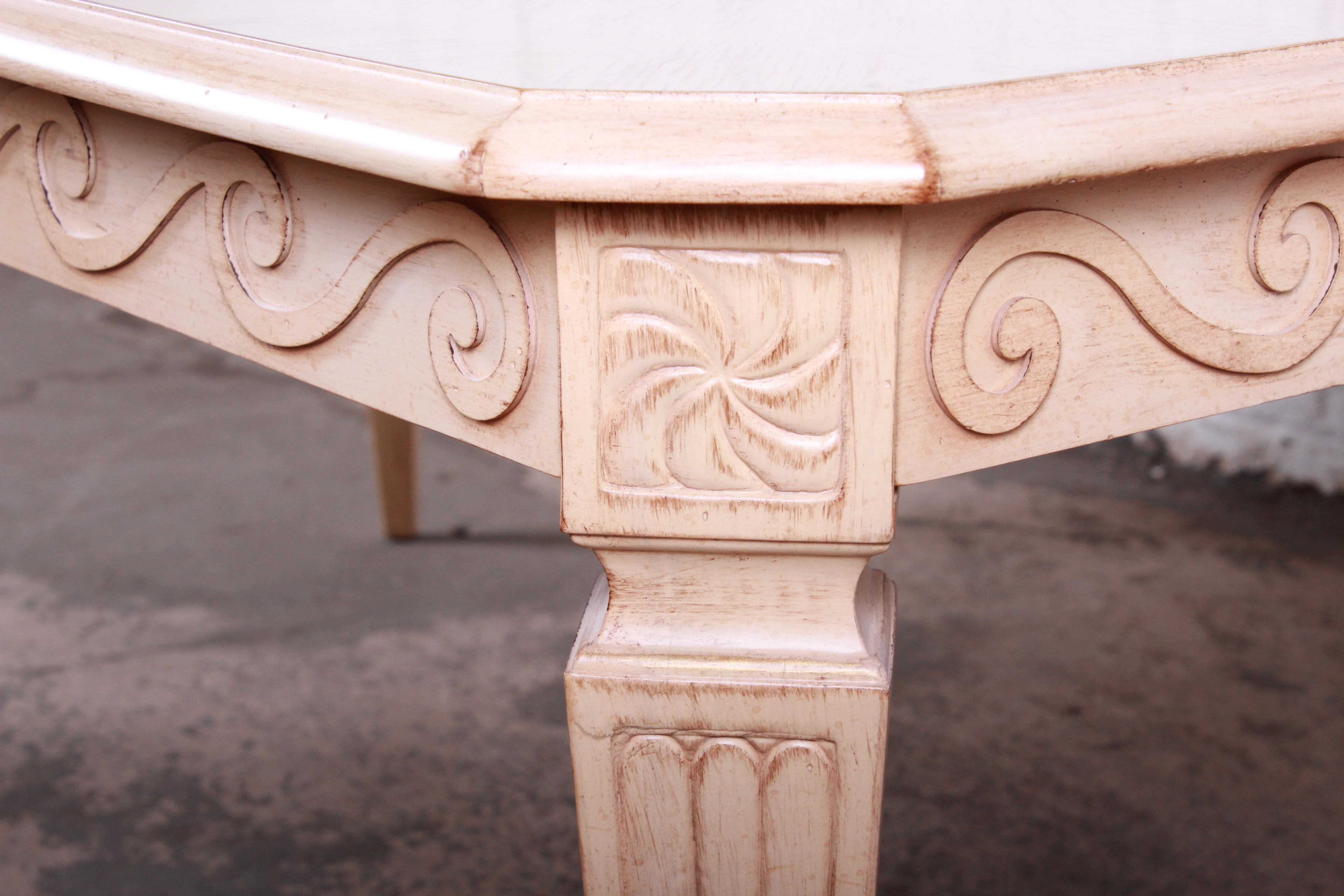 Bernhardt Mediterranean Style Carved Maple Extension Dining Table 2