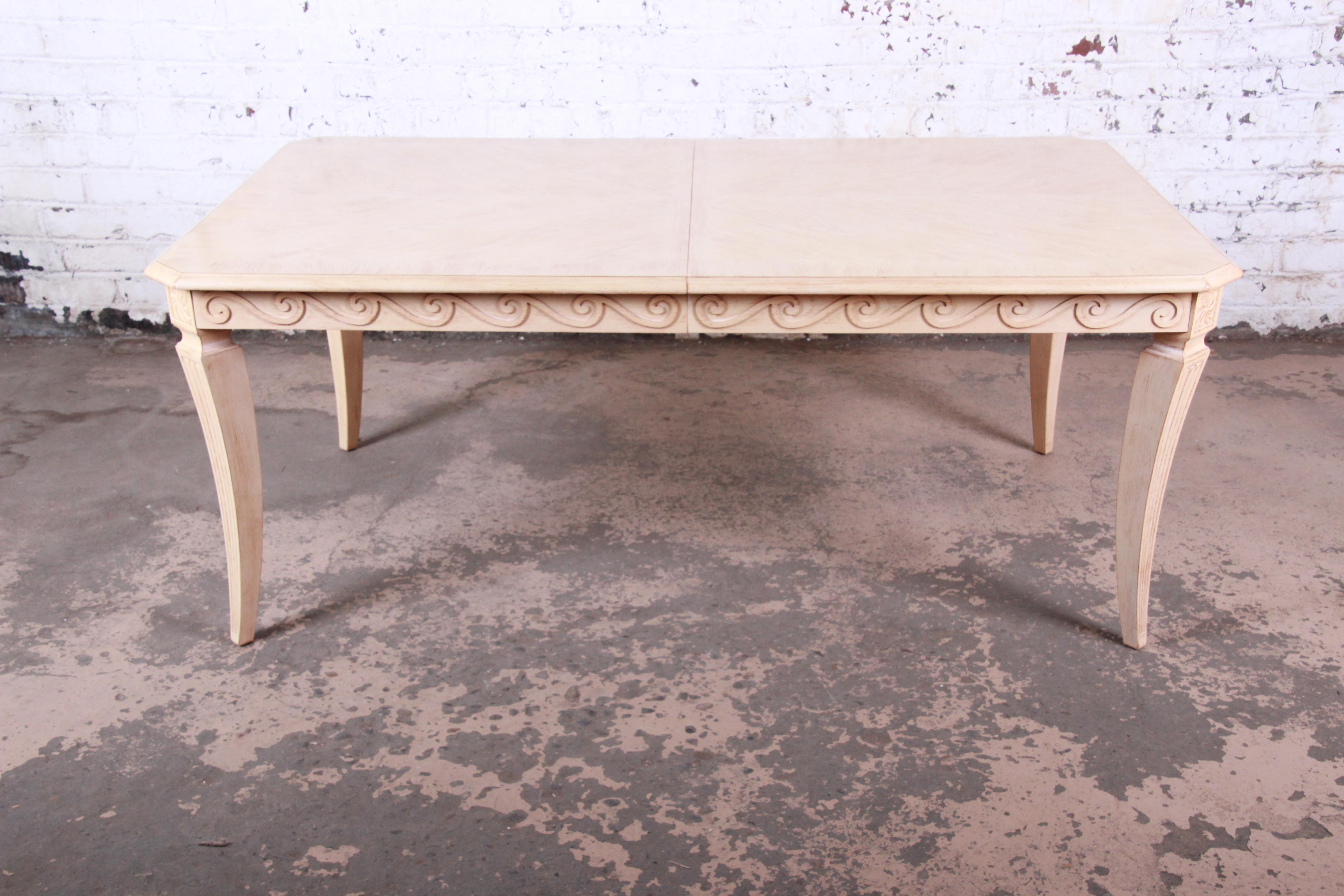 Late 20th Century Bernhardt Mediterranean Style Carved Maple Extension Dining Table