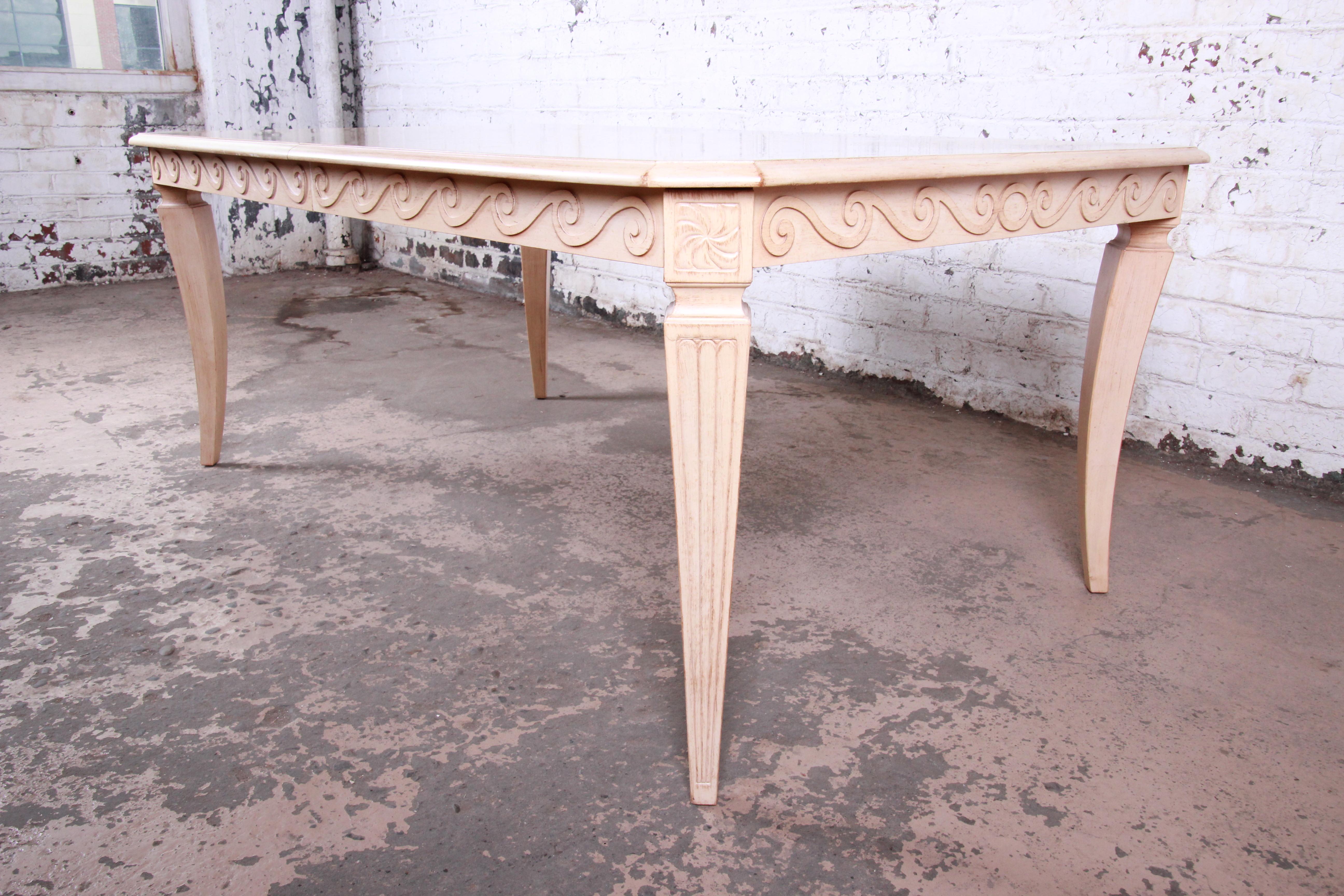 Bernhardt Mediterranean Style Carved Maple Extension Dining Table 1