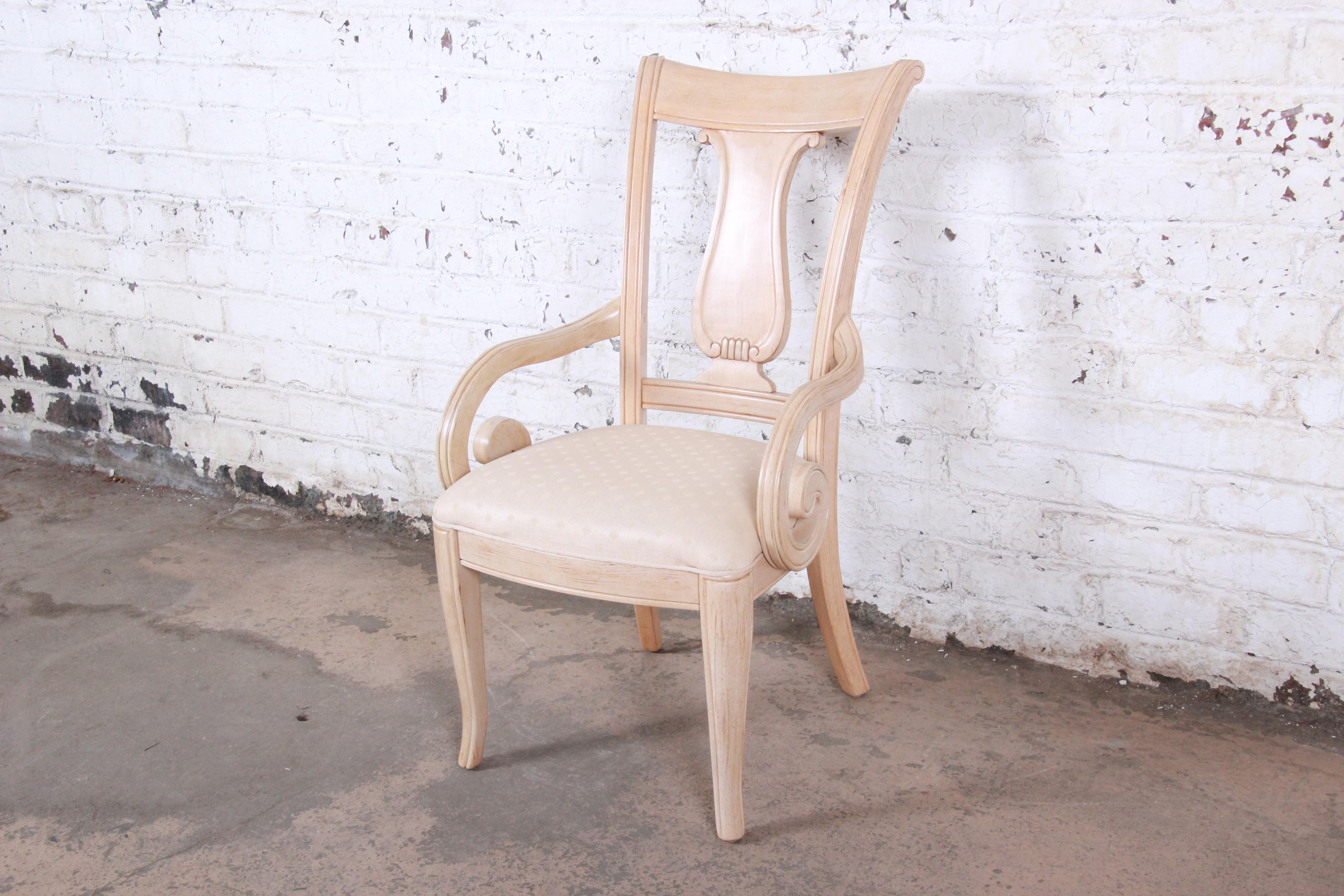 Upholstery Bernhardt Mediterranean Style Harp Back Dining Chairs, Set of Ten