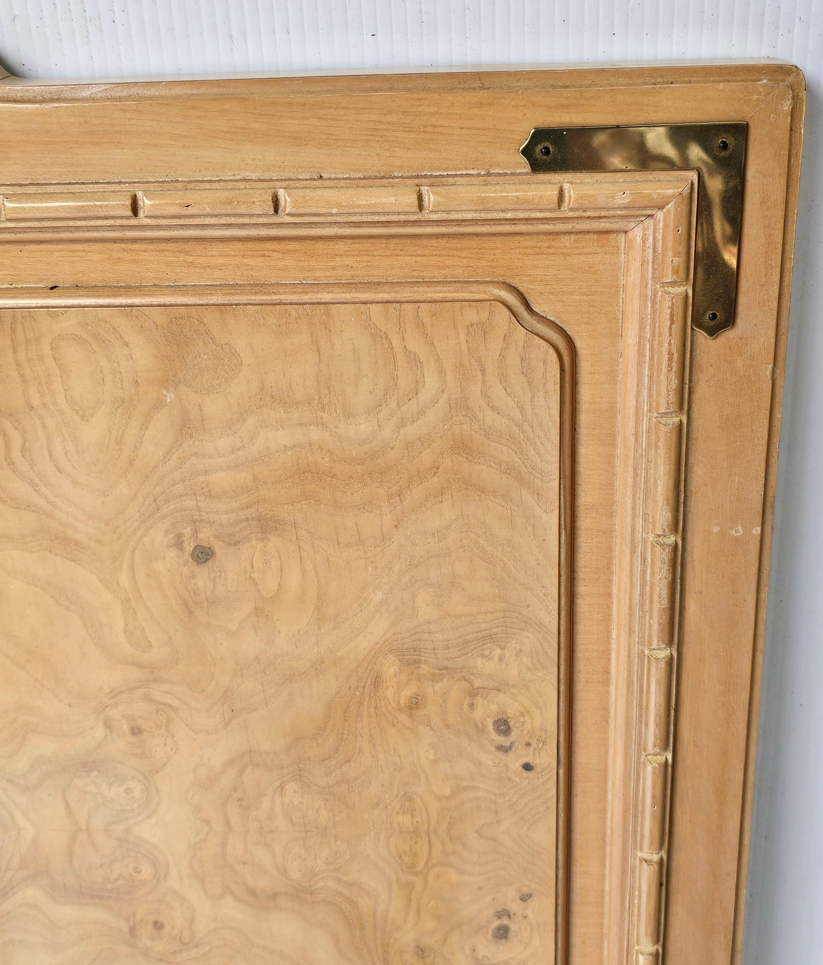Bernhardt Mid-Century Burlwood Campaigner Twin Size Kopfteil im Zustand „Gut“ im Angebot in Germantown, MD