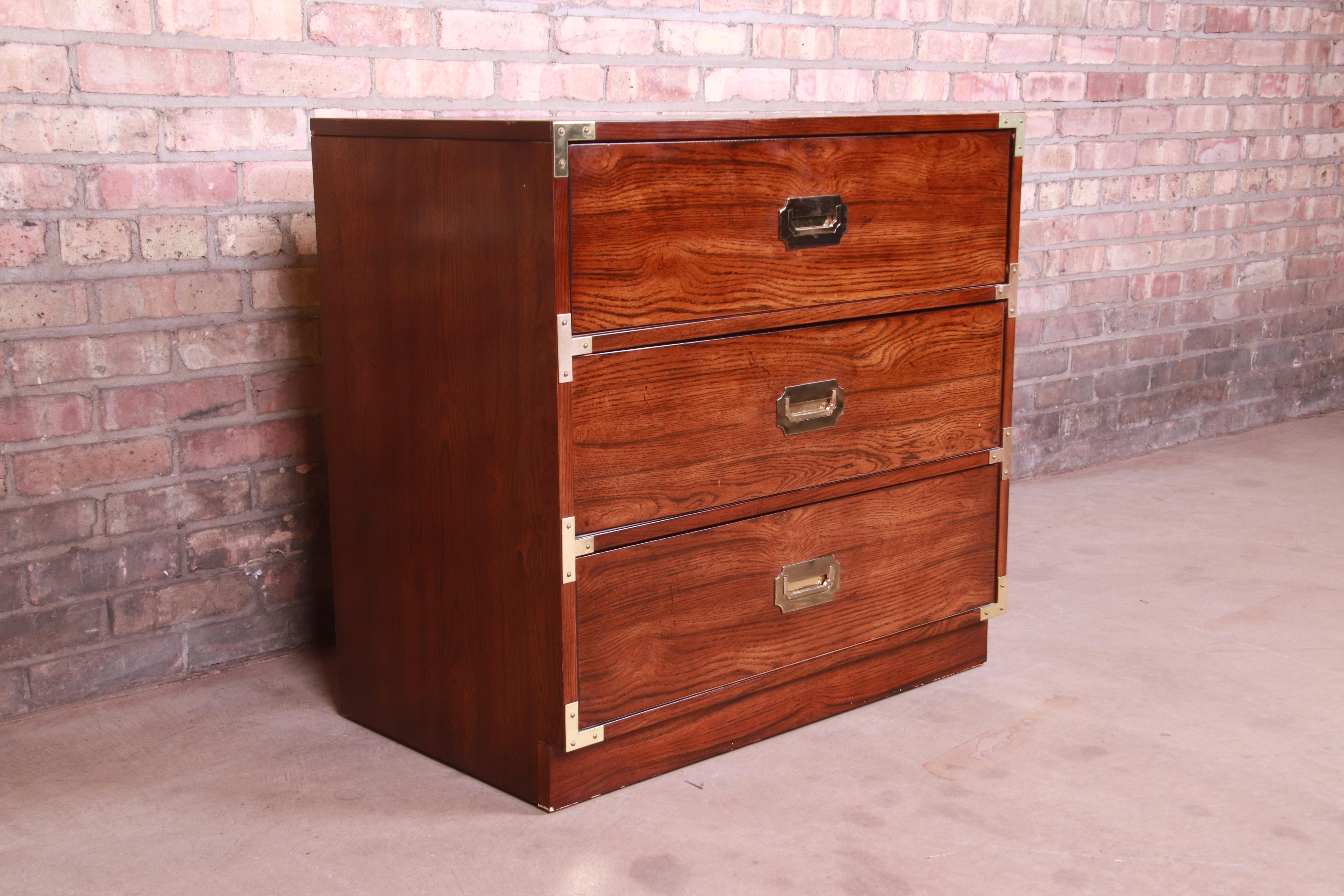 Late 20th Century Bernhardt Midcentury Hollywood Regency Three-Drawer Campaign Chest, circa 1970s