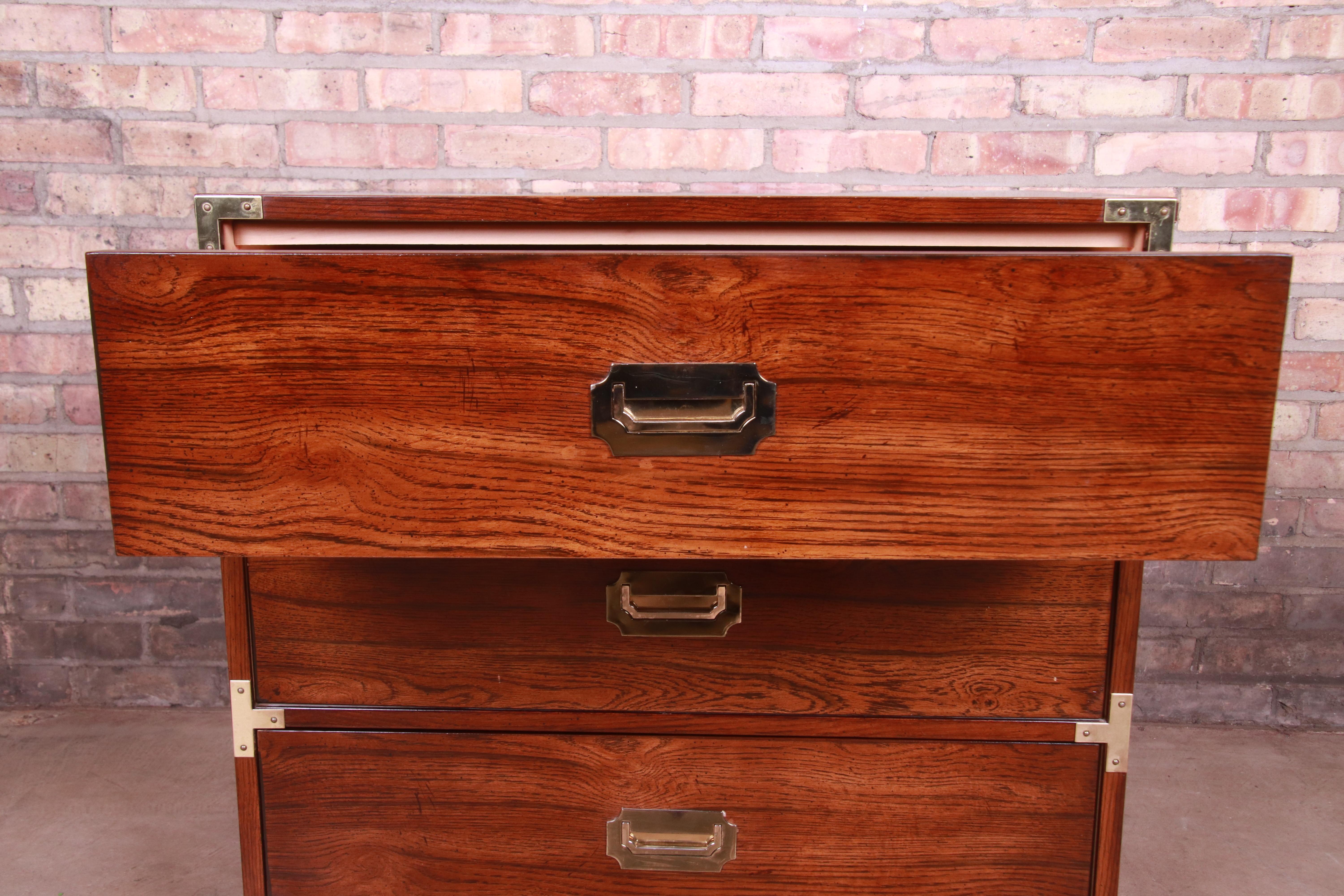 Bernhardt Midcentury Hollywood Regency Three-Drawer Campaign Chest, circa 1970s 1