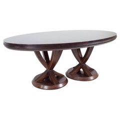Bernhardt Mid Century Pedestal Walnut Dining Table 