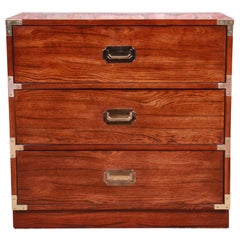 Bernhardt Midcentury Hollywood Regency Three-Drawer Campaign Chest, circa 1970s