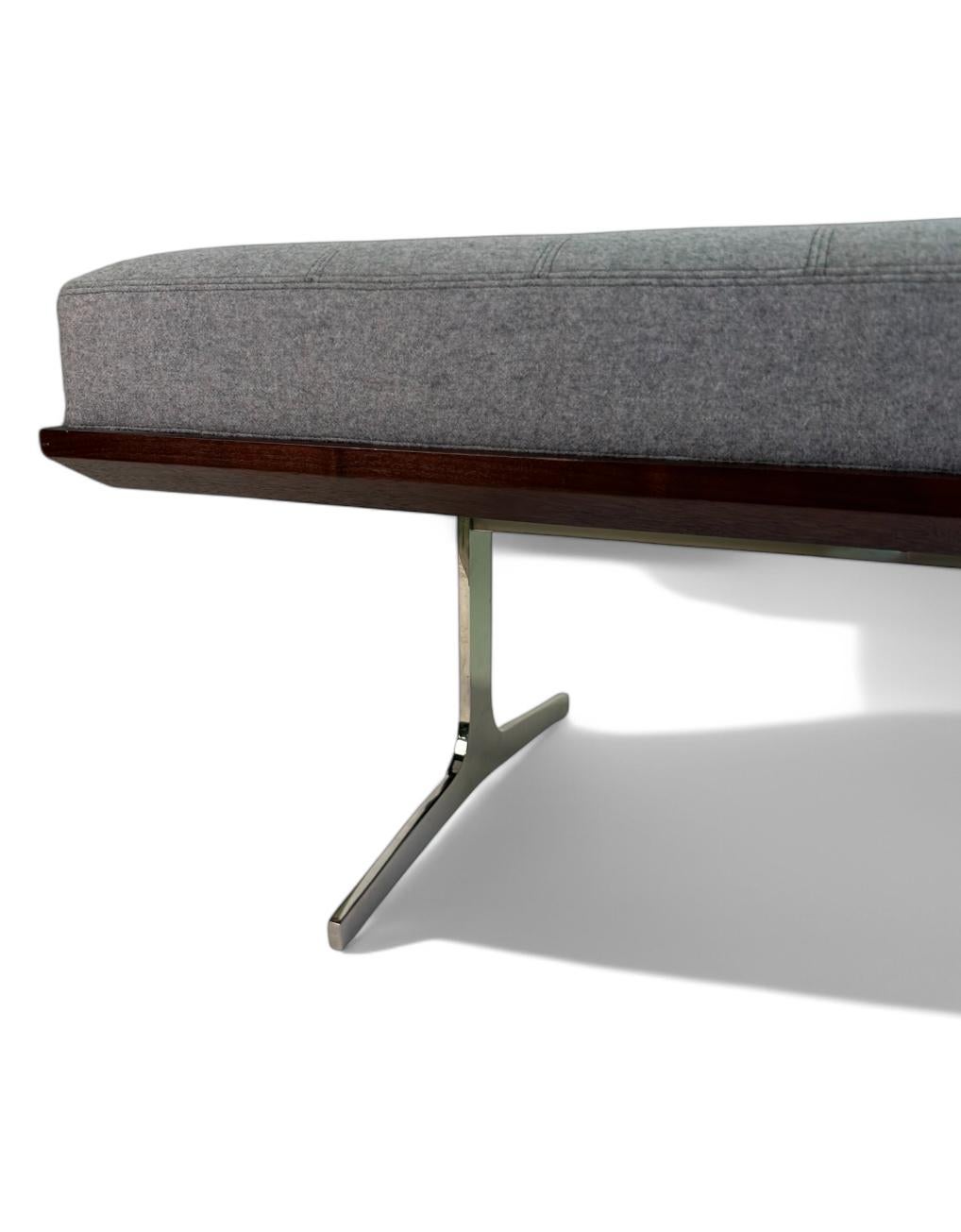 Mid-Century Modern Bernhardt NYC Bench with Custom Chrome Legs For Sale