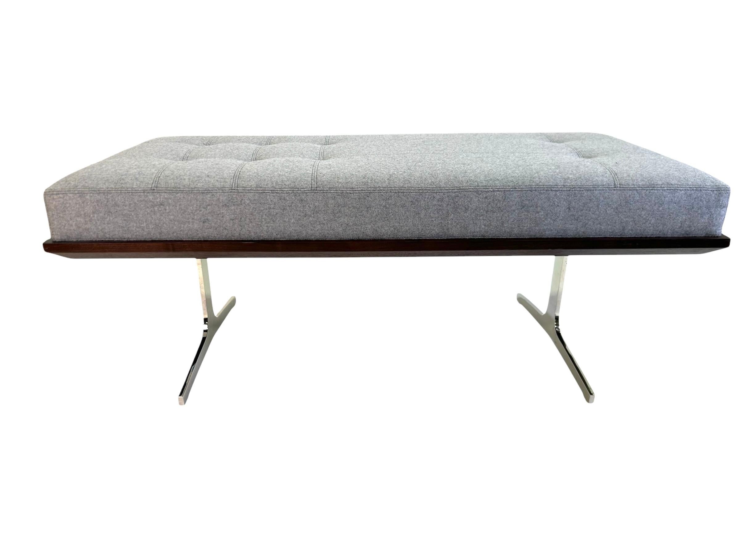 19th Century Bernhardt NYC Bench with Custom Chrome Legs For Sale