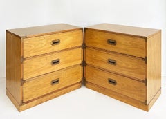 Mid-century Bernhardt Pecan Campaign Bachelor's Chests, a Pair
