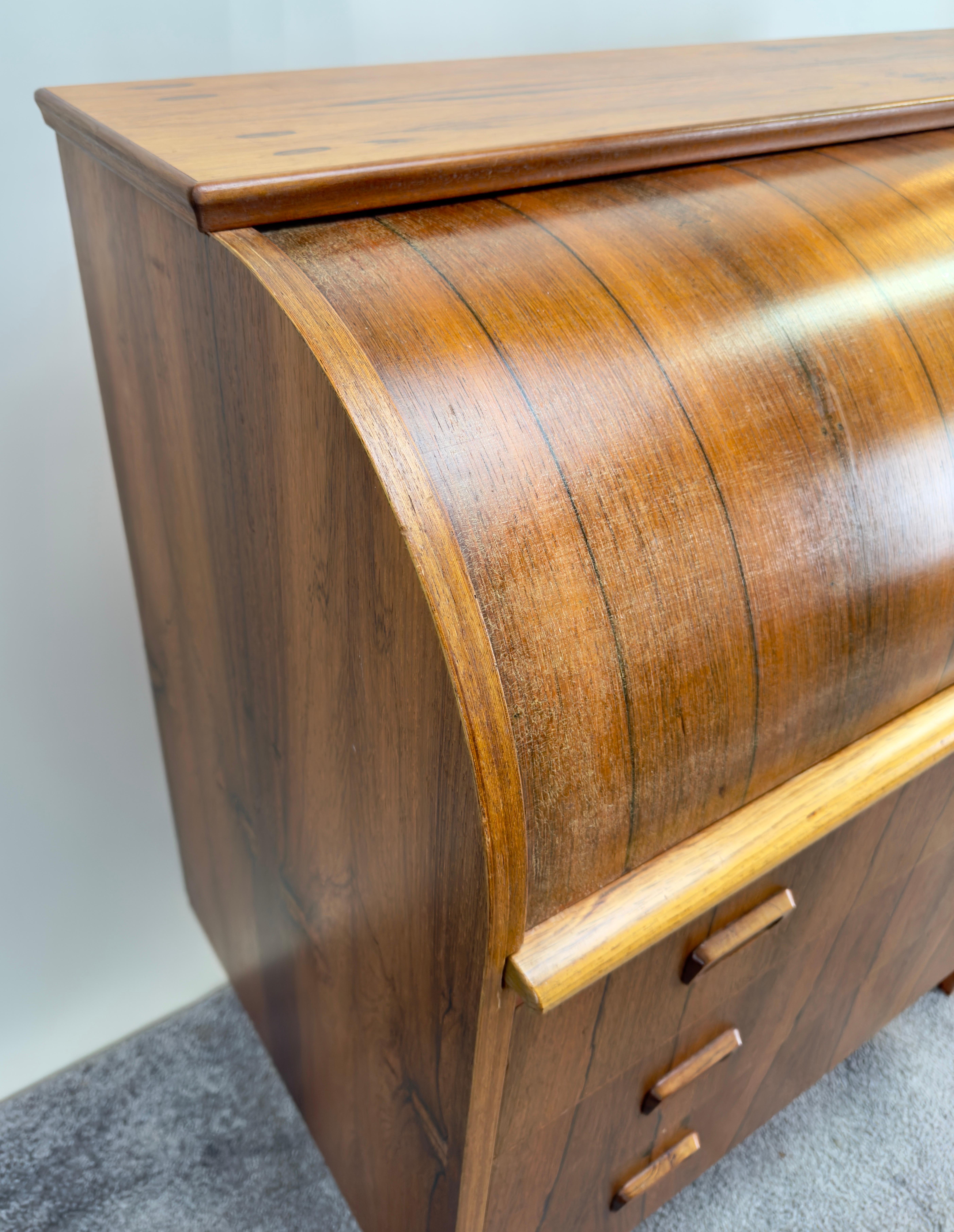 20th Century Bernhardt Pedersen Danish Mid Century Modern Rosewood Roll Top Desk For Sale