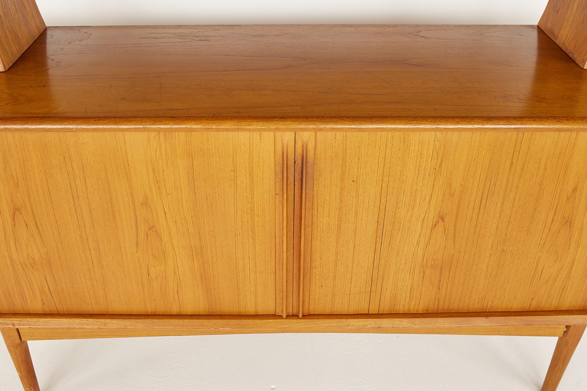 Bernhardt Pedersen Mid Century Teak Tambour Door Credenza with Hutch 2