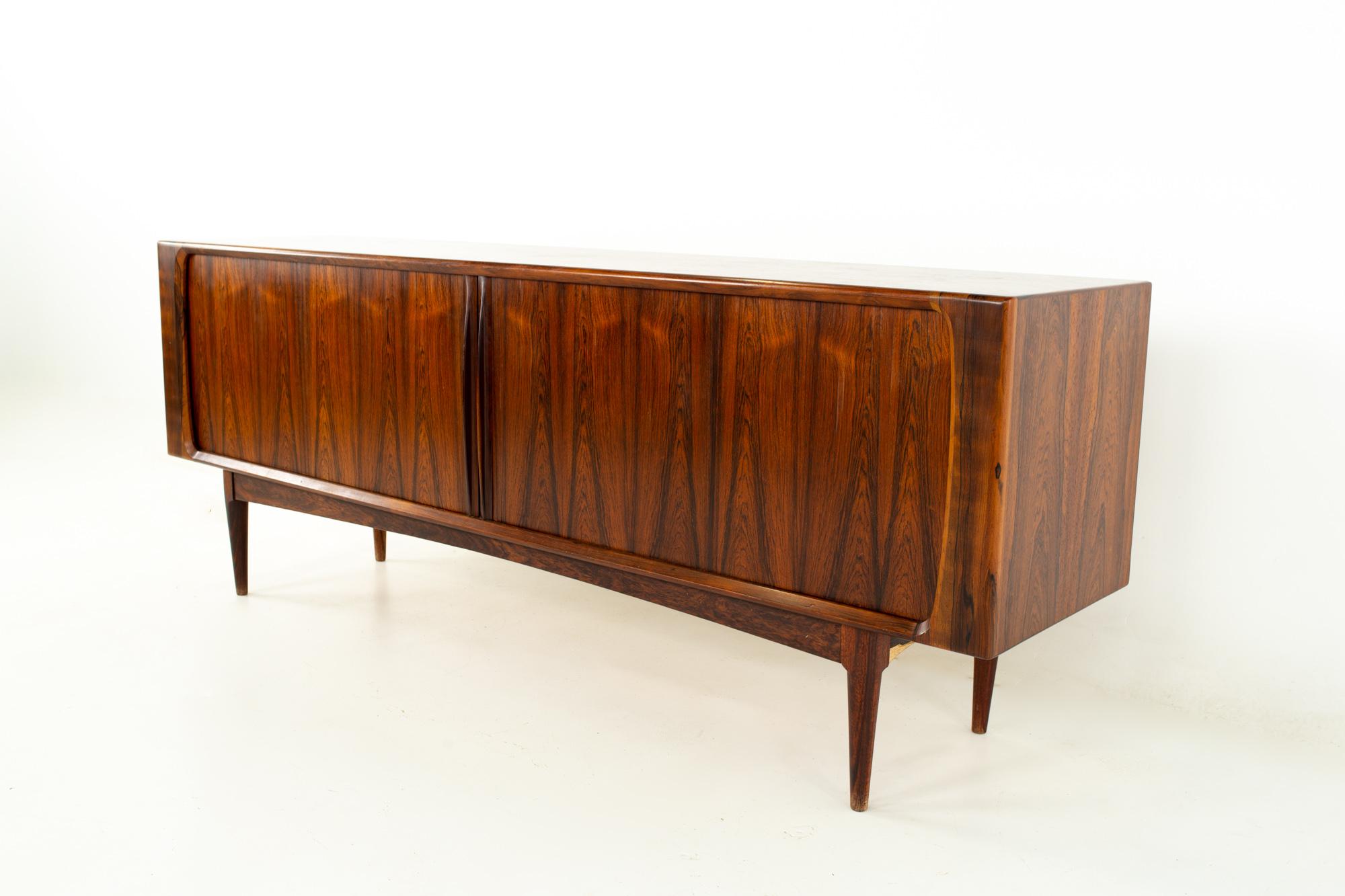 Bernhardt Pedersen midcentury rosewood tambour door credenza
Credenza measures: 82.75 wide x 19.5 deep x 31.75 inches high

All pieces of furniture can be had in what we call restored vintage condition. That means the piece is restored upon