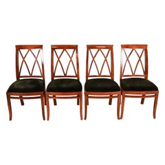 Sedie da pranzo Bernhardt Regency in mogano intagliato Set di quattro