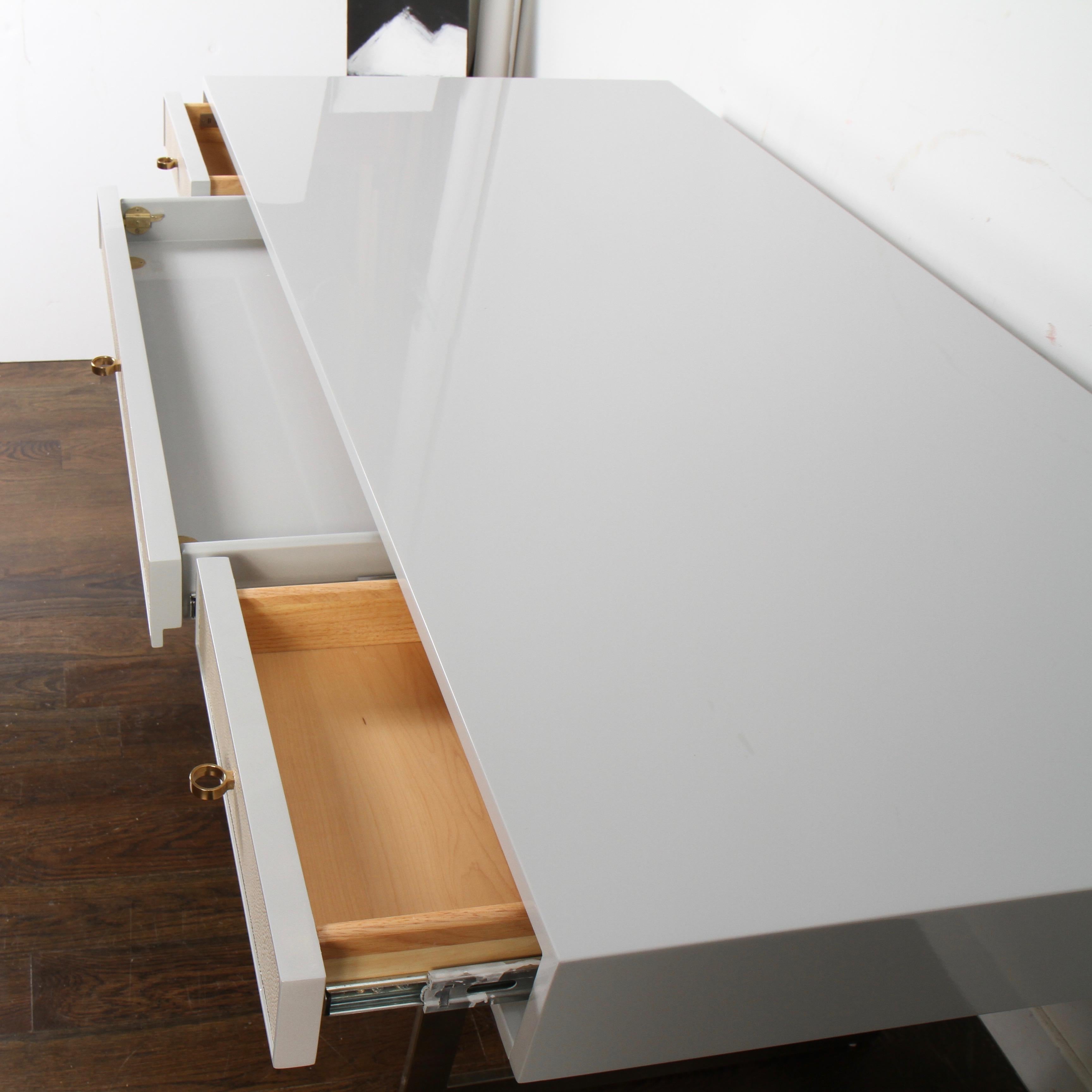 Contemporary Bernhardt Salon Desk in Grey Lacquer