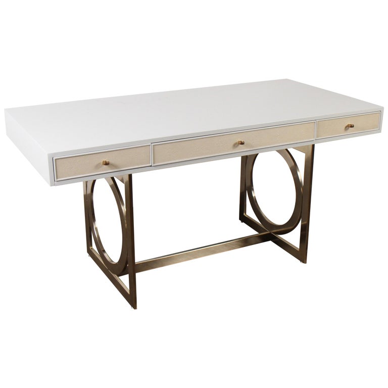 Bernhardt Salon Desk In Grey Lacquer At 1stdibs
