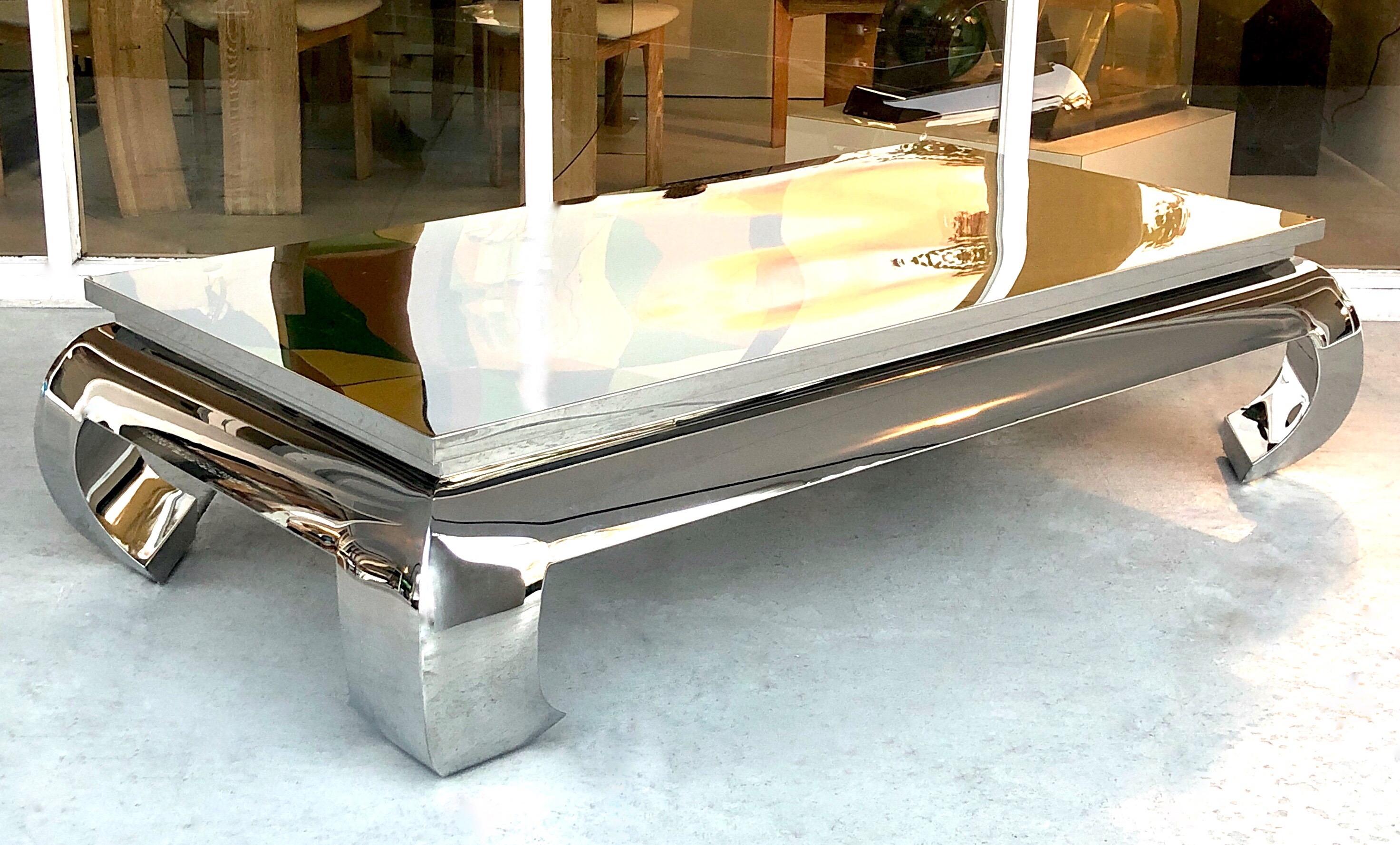 American Bernhardt Stainless Steel Coffee Table