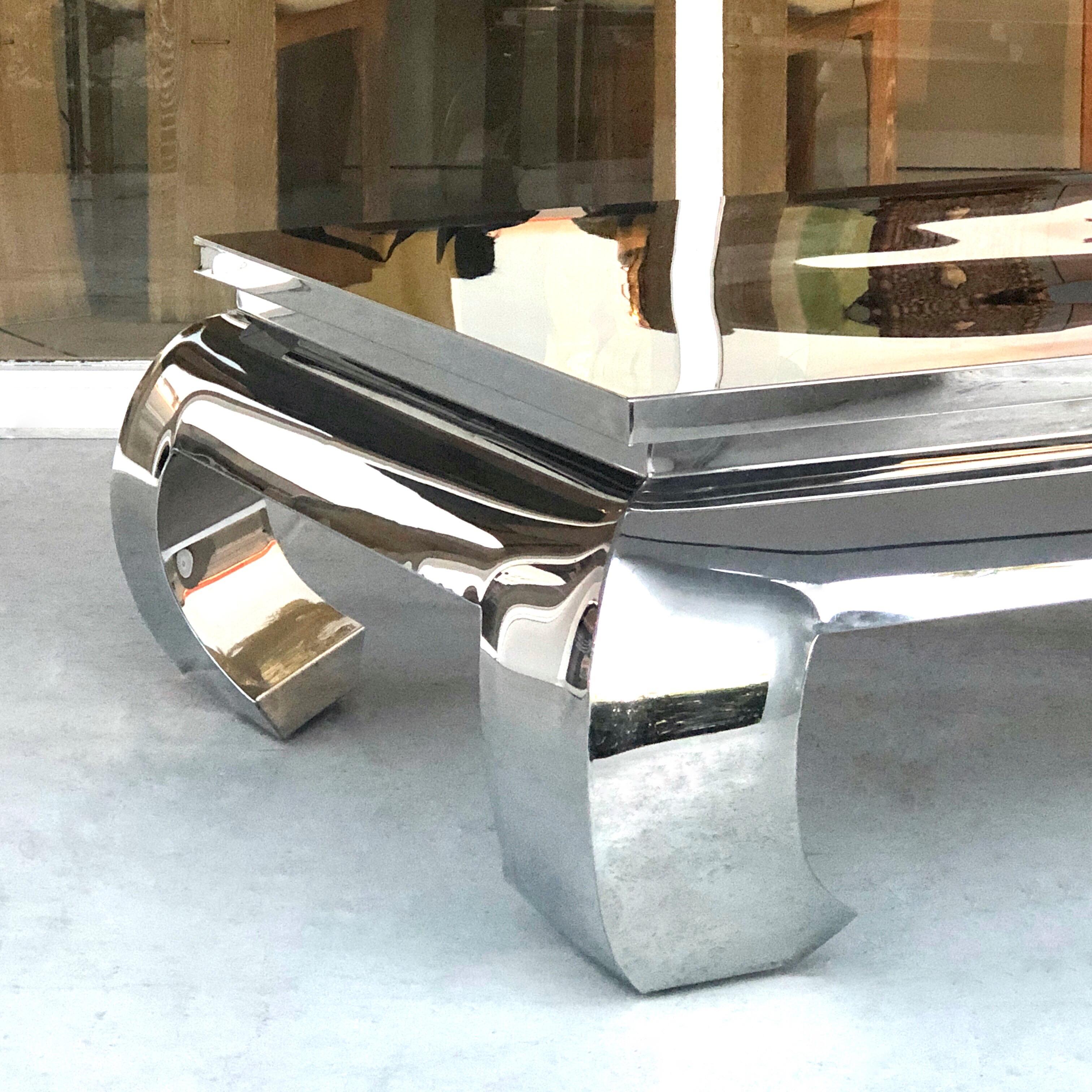 Bernhardt Stainless Steel Coffee Table In Good Condition In Miami, FL