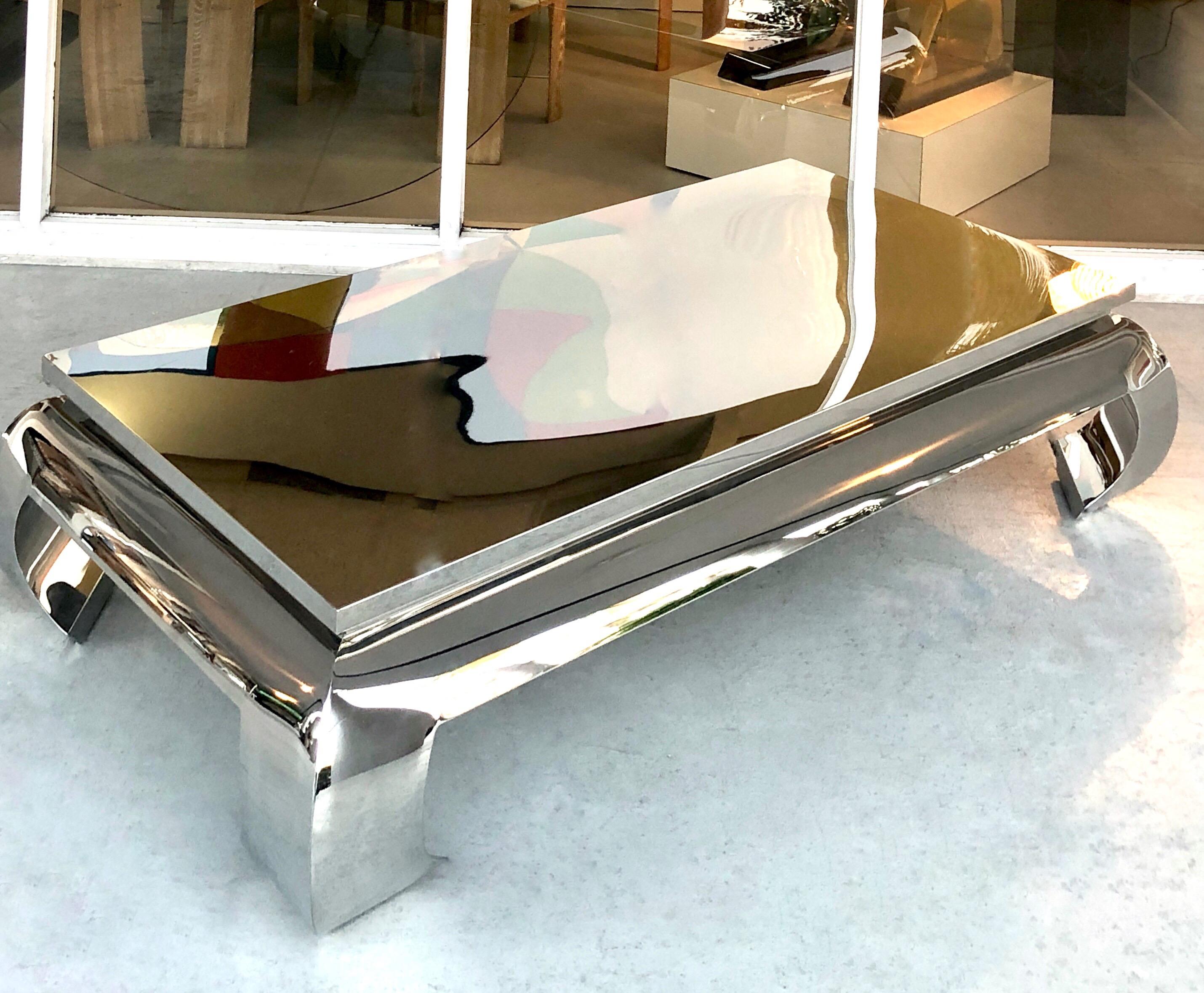 Contemporary Bernhardt Stainless Steel Coffee Table