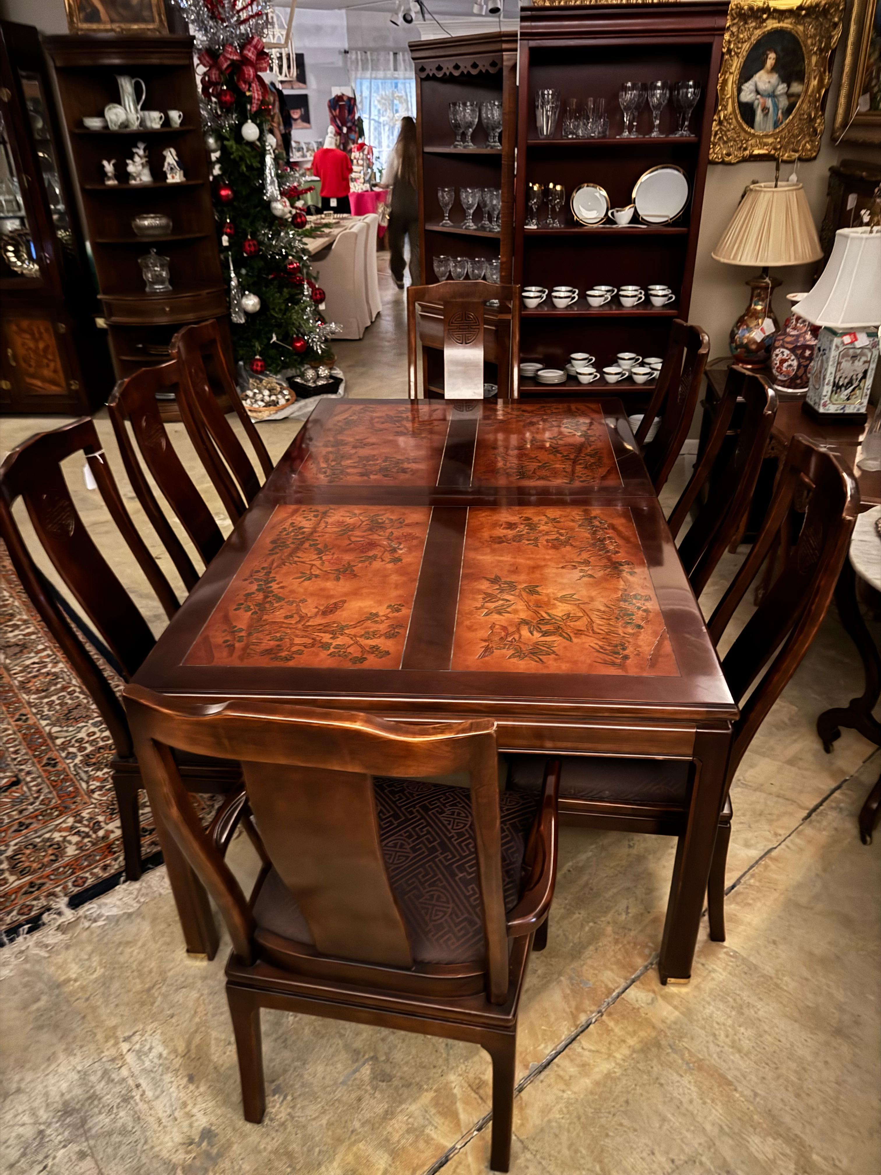 Bernhardt Table with 8 chairs, two extension and table cover For Sale 5